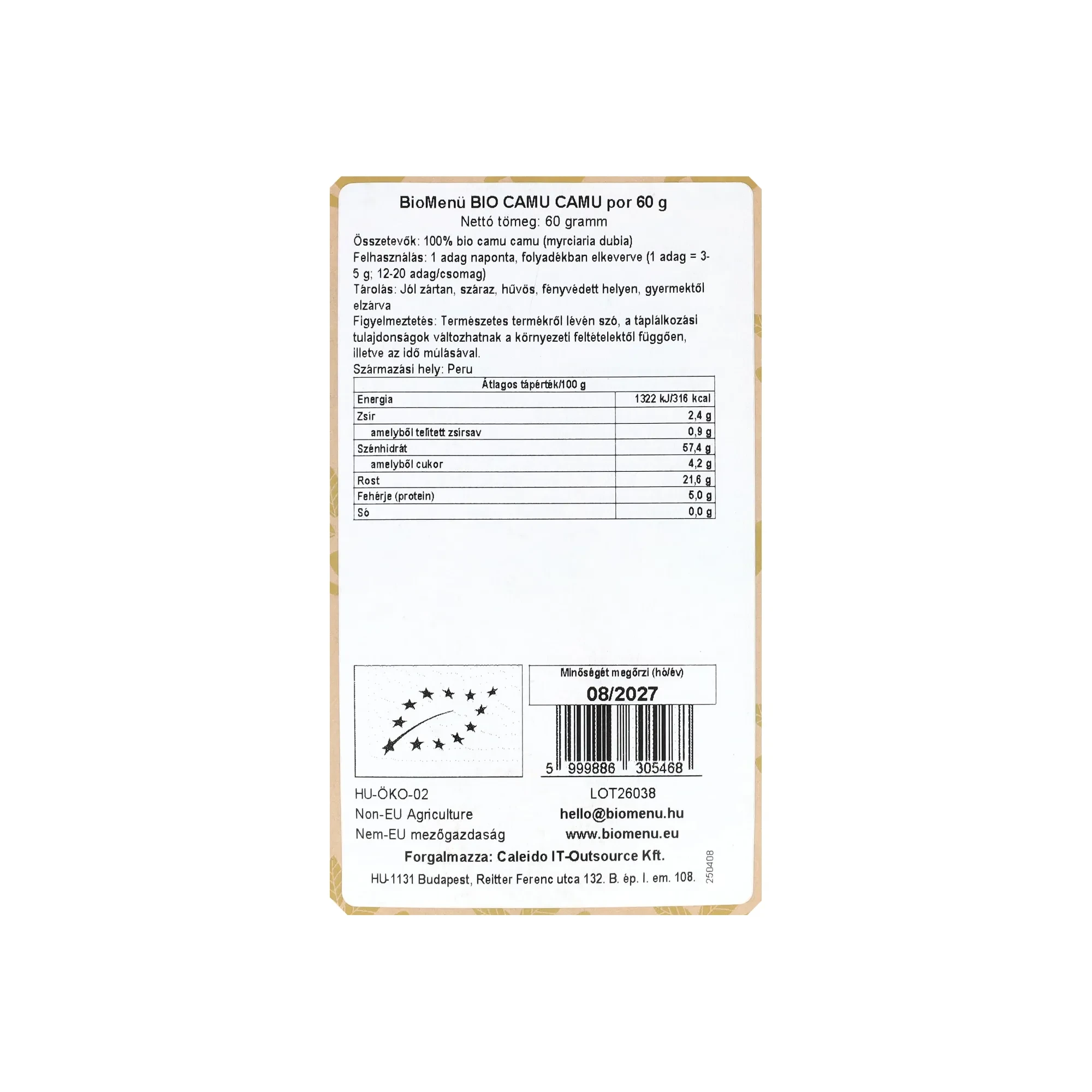 BioMenü BIO CAMU CAMU por 60 g