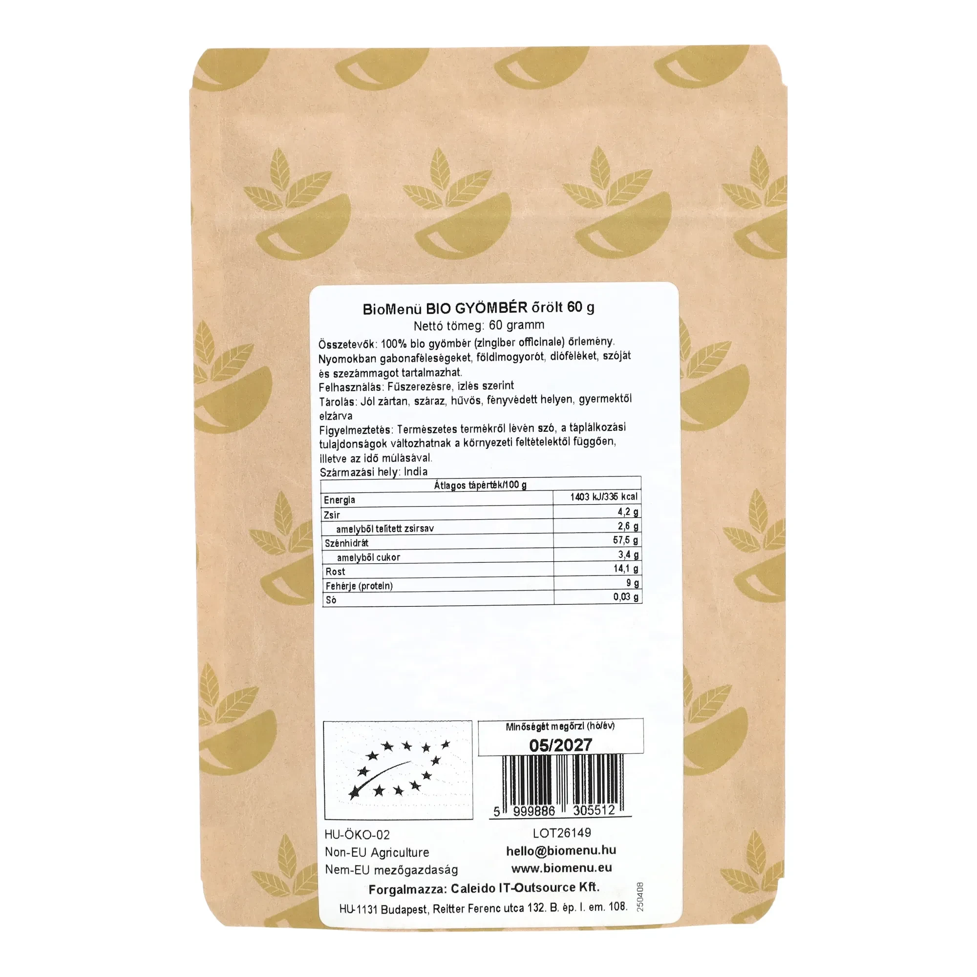 BioMenü BIO GYÖMBÉR őrölt 60 g