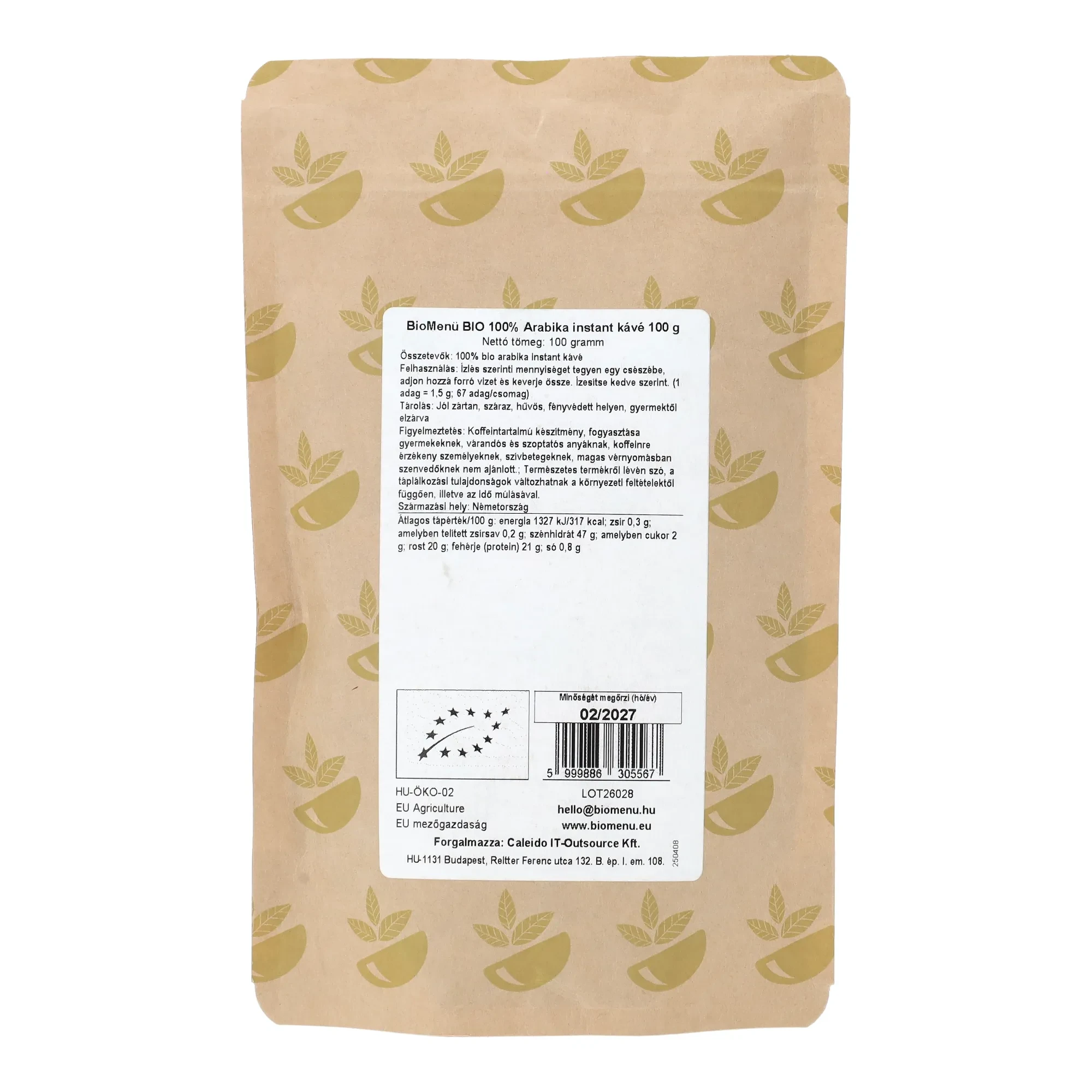 BIO 100% Arabika instant kávé 100 g