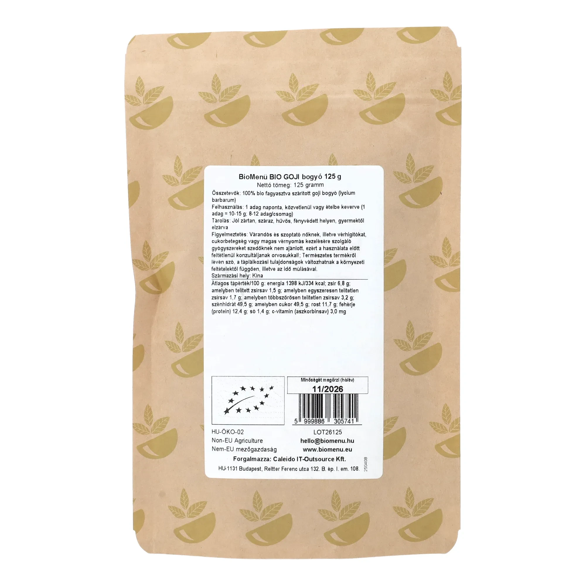 BIO GOJI bogyó 125 g