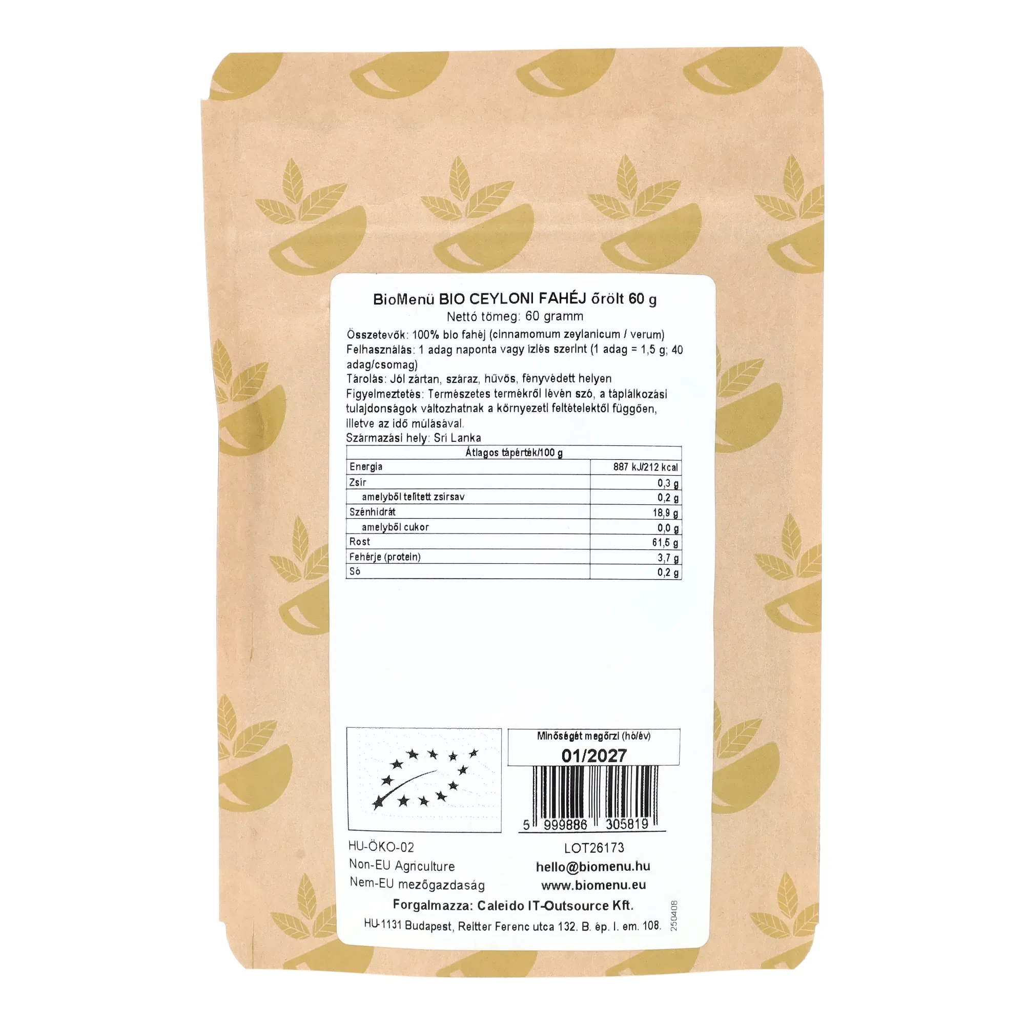 BioMenü BIO FAHÉJ őrölt ceyloni 60 g