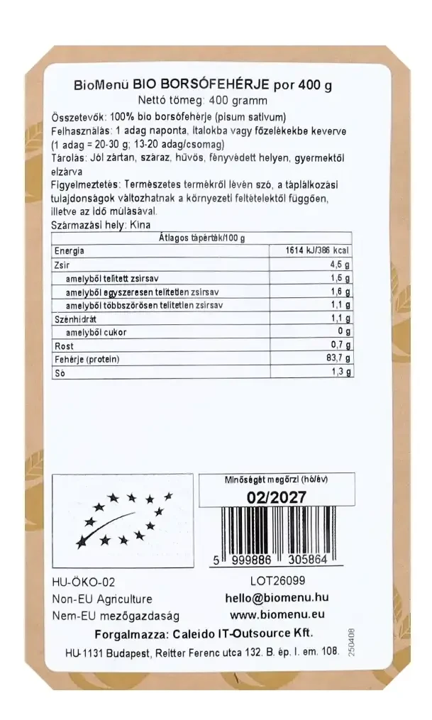 BioMenü borsófehérje por 400g