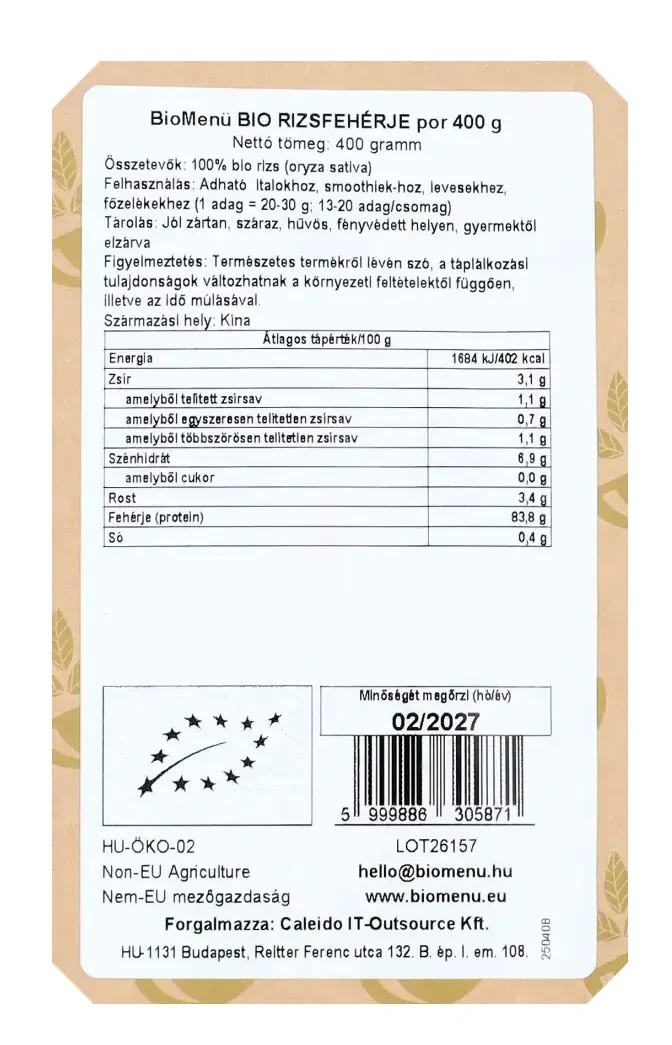 BioMenü rizsfehérje por 400g