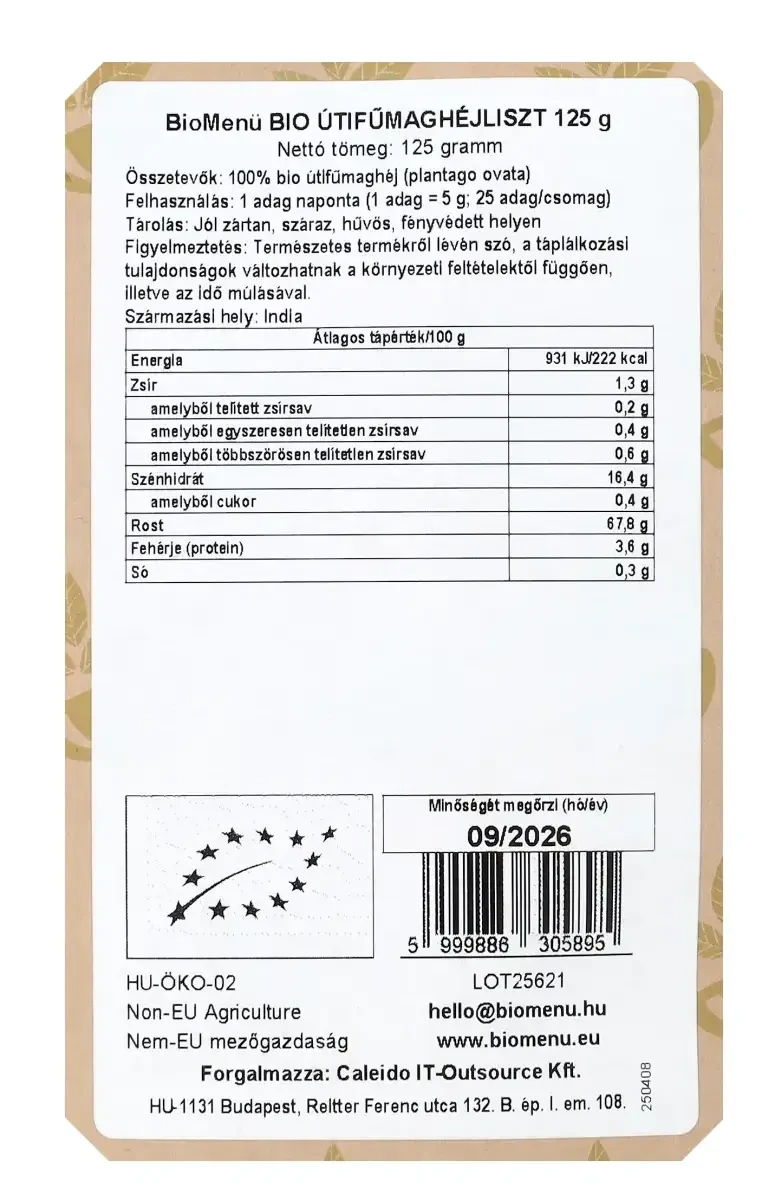 BioMenü Útifű maghéj por 125g