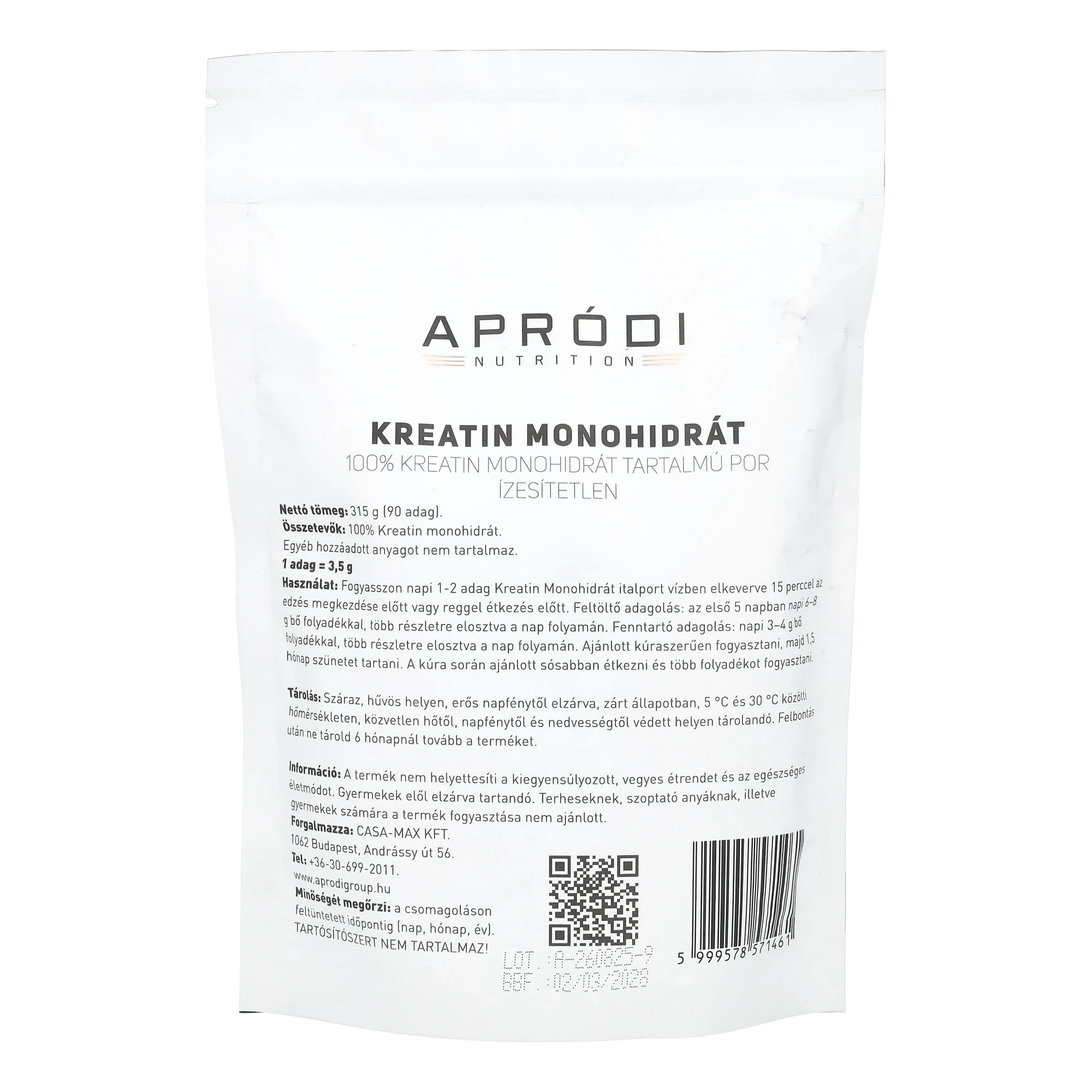 Apródi kreatin monohidrát por 315g