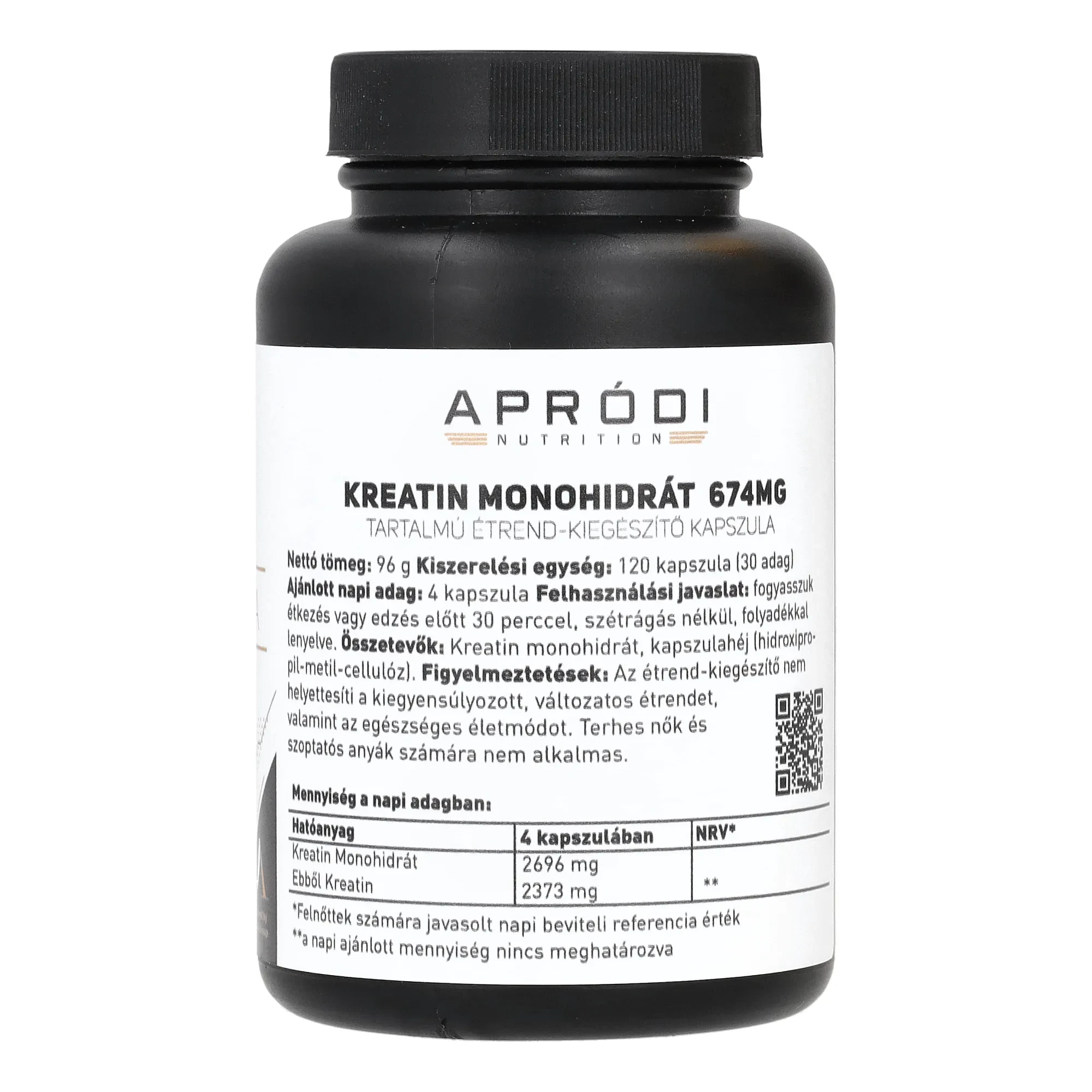 Apródi Kreatin Monohidrát 674 mg 120 db Kapszula