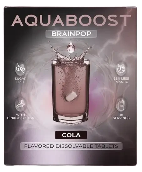 Aquaboost Brainpop Cola ízű pezsgőtabletta 18db 40g