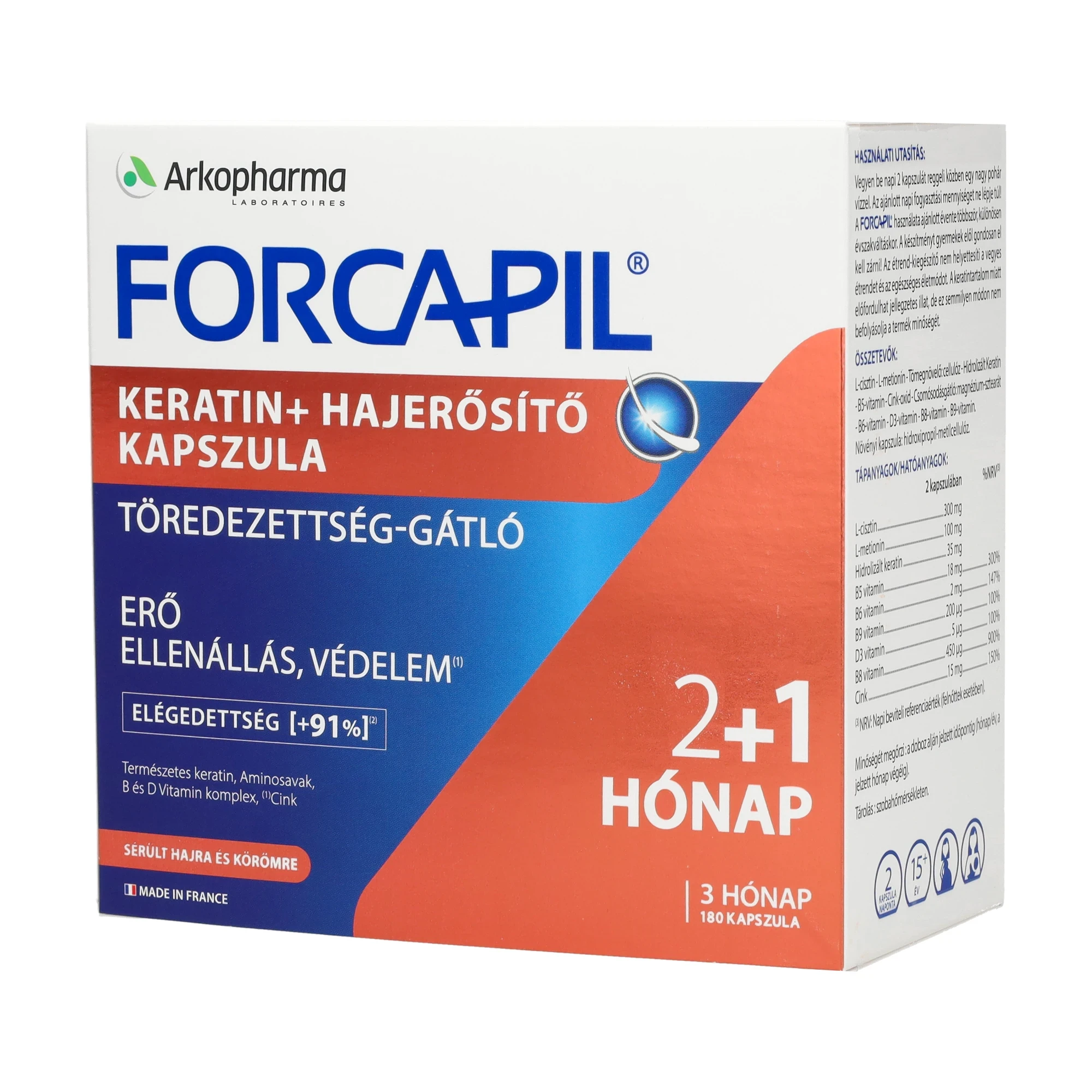 Forcapil Keratin+ Hajerősítő 180 db