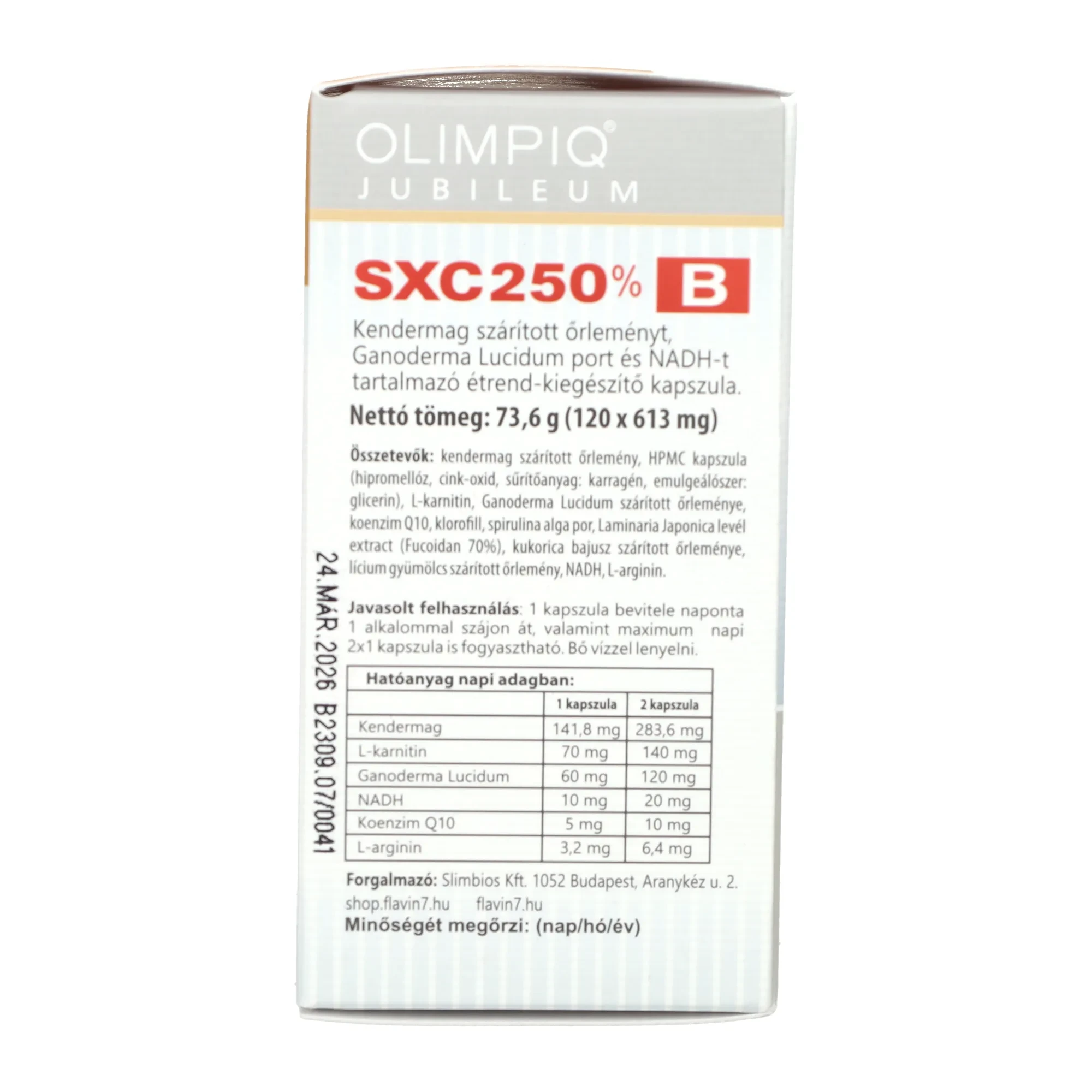 Olympiq SXC Jubileum  250 % A+ B Étrend-kiegészítő Kapszula 2x120 db