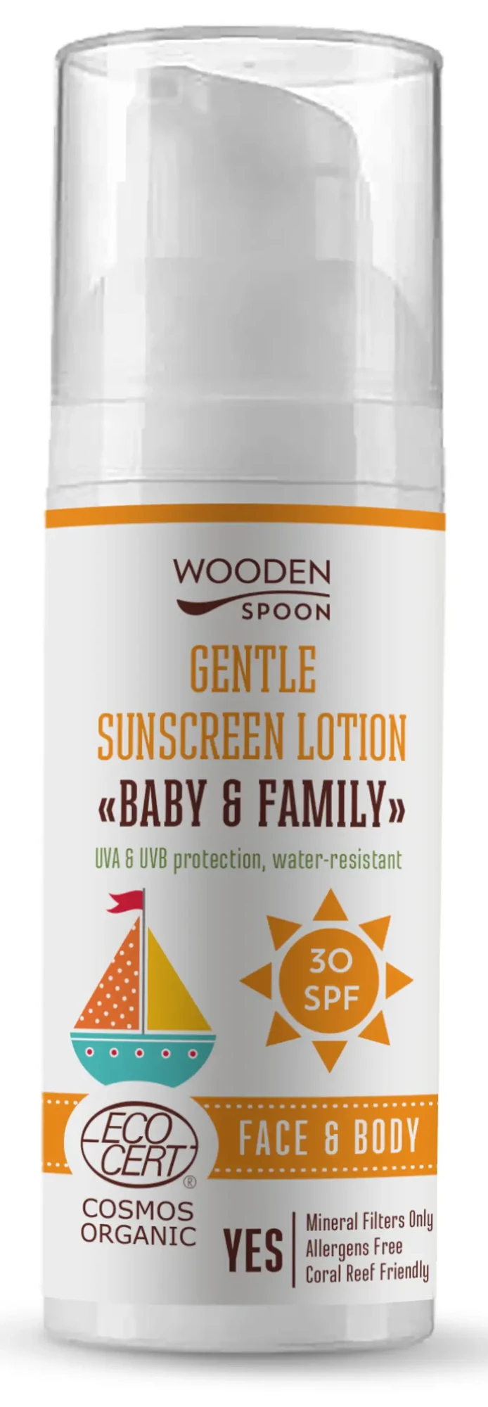 Wooden Spoon Bio naptej és testápoló SPF 30  50ml