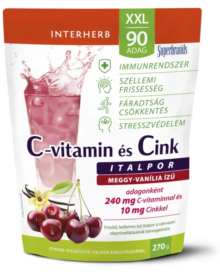 Interherb XXL 90 adag C-vitamin+Cink meggy-vanília ízű italpor 270 g