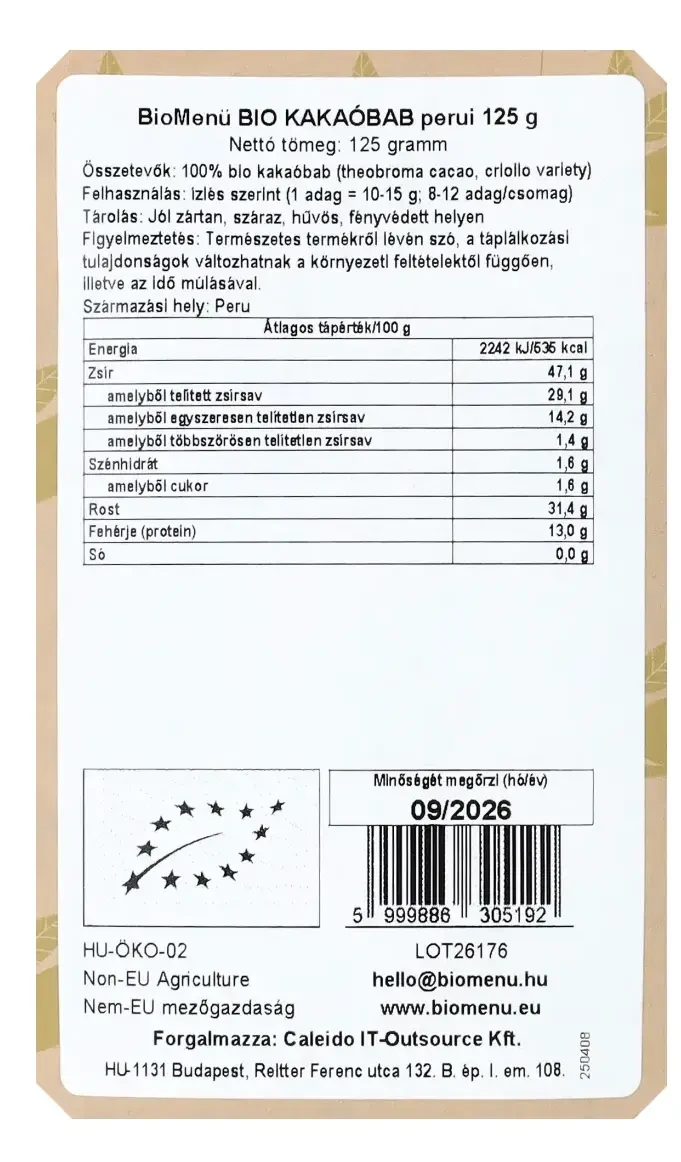BioMenü BIO perui KAKAÓBAB 125 g