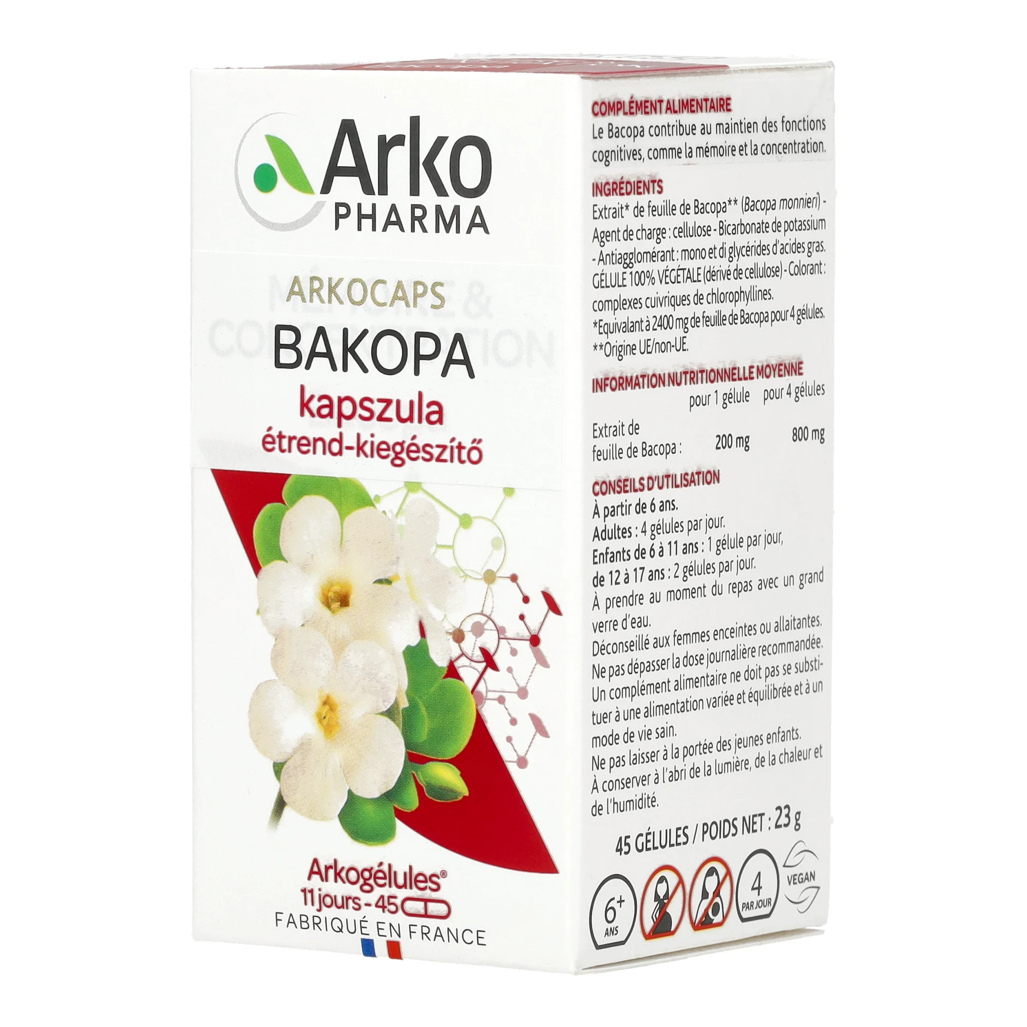 Arkocaps Bakopa kapszula 45db