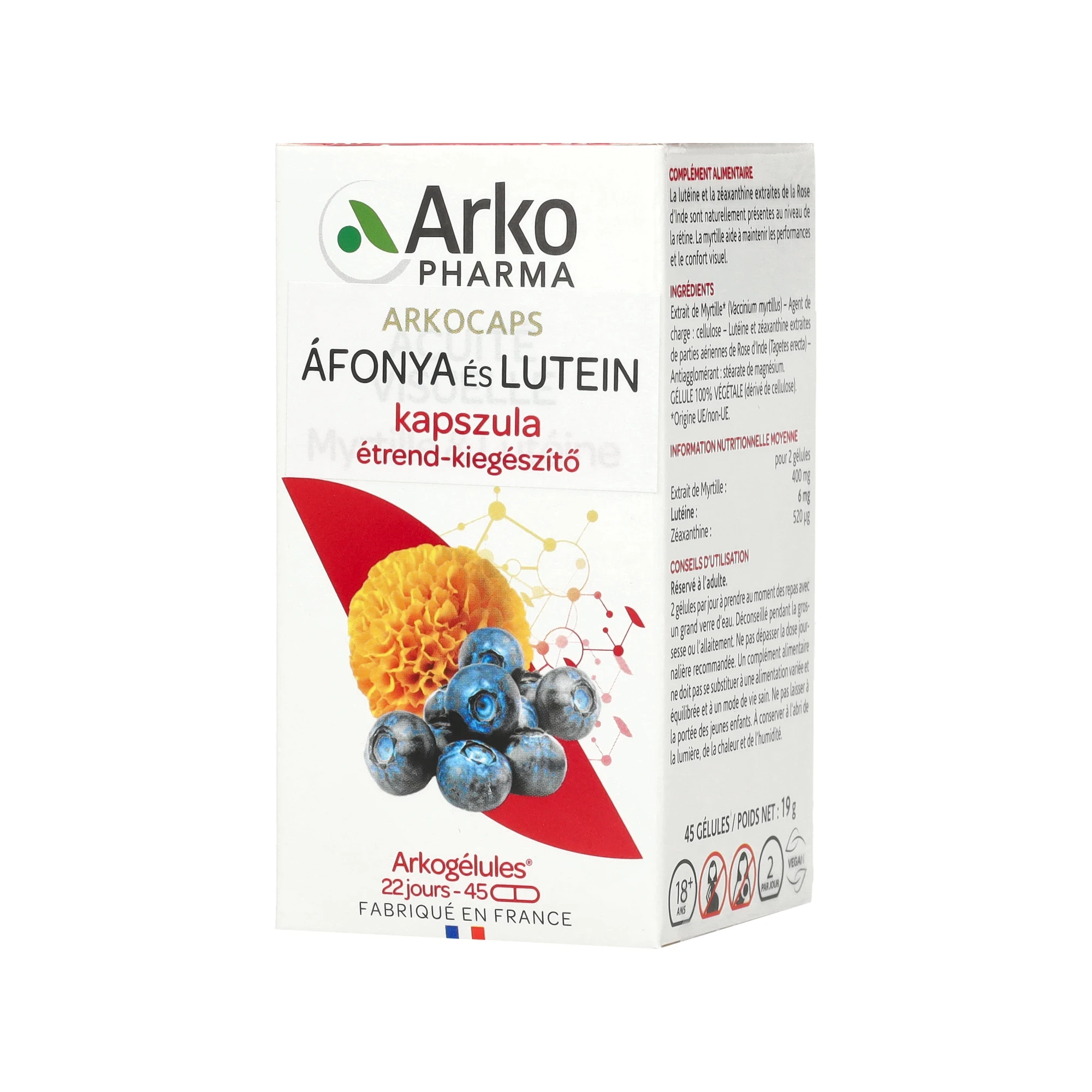 Arkocaps Áfonya és Lutein kapszula 45 db