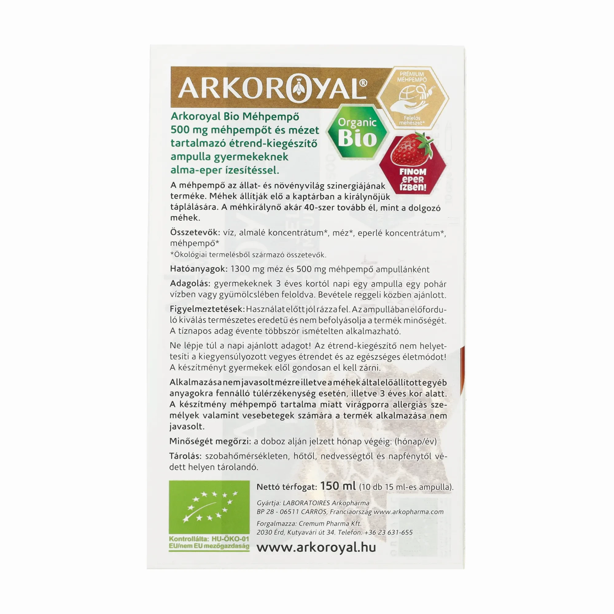 Arkoroyal Bio Junior Méhpempő ampulla 500mg 10 x 15ml
