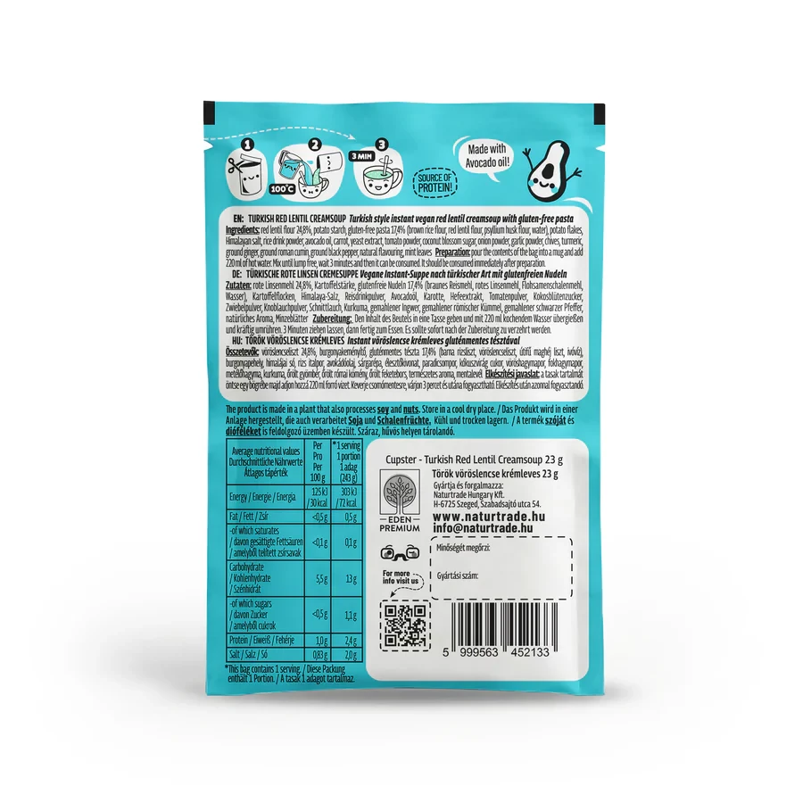 Cupster Instant Török vöröslencse krémleves 23g