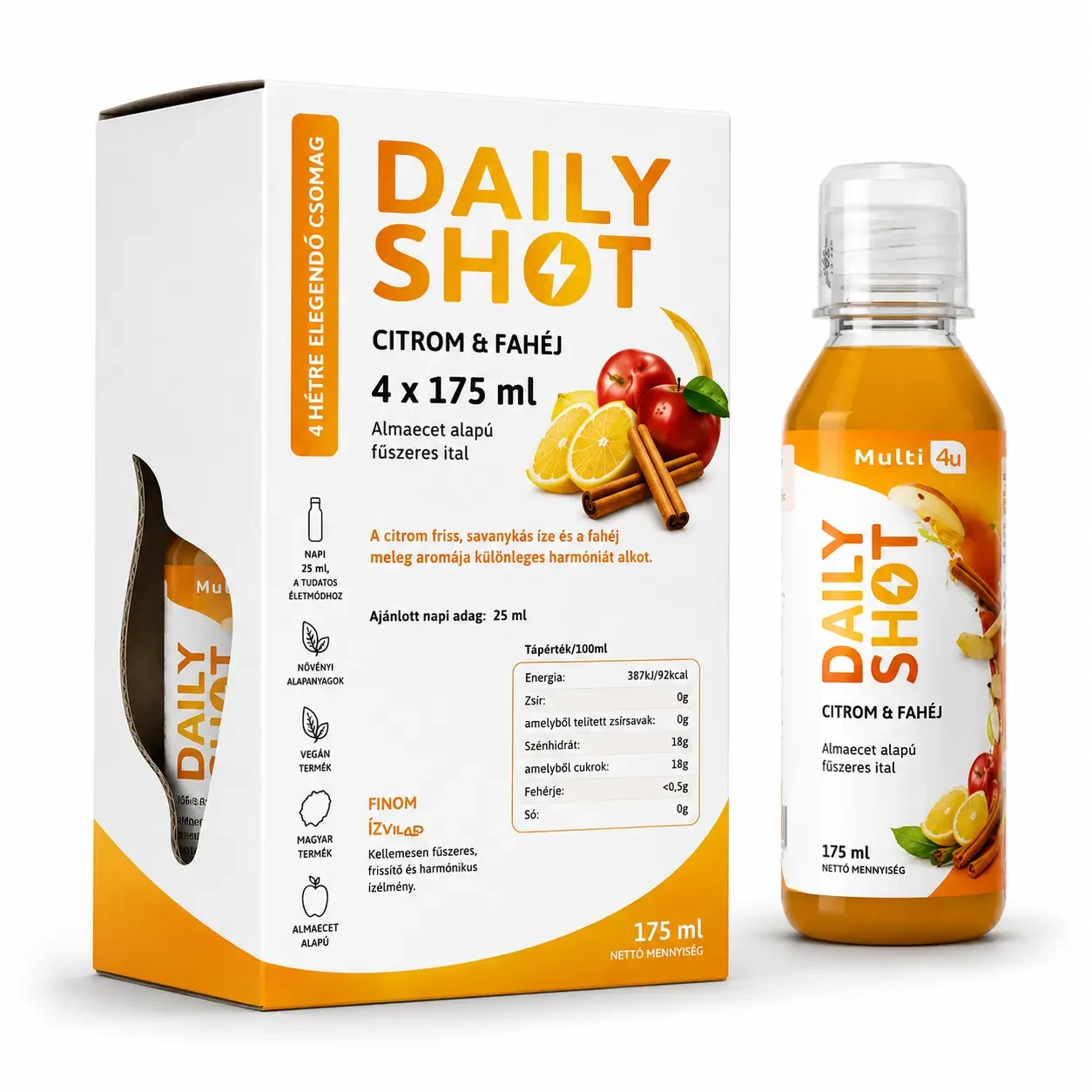 Multi 4U Daily Shot Citrom & Fahéj 4x175 ml