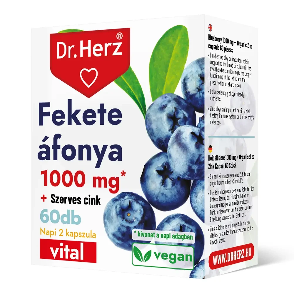 Dr.Herz Fekete Áfonya 500 mg + Szerves Cink 60 db kapszula