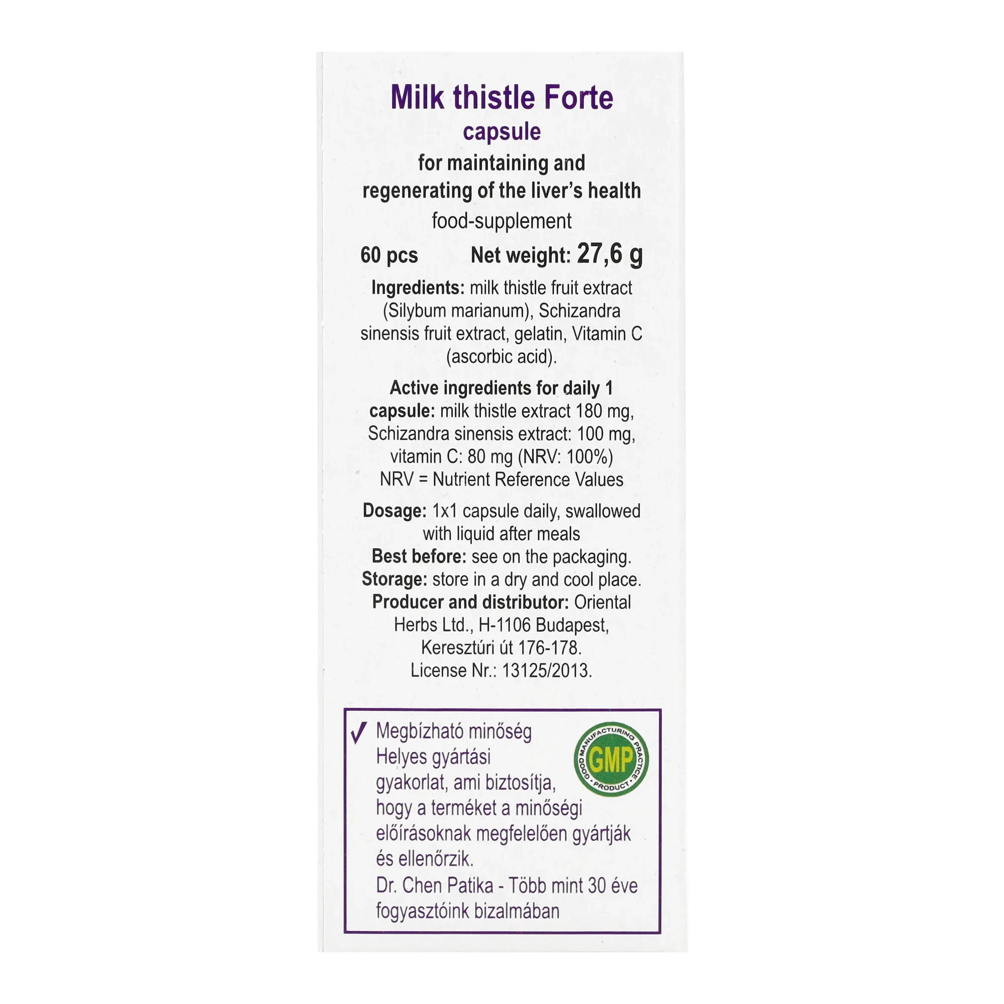 Dr. Chen Máriatövis forte capsula 60db