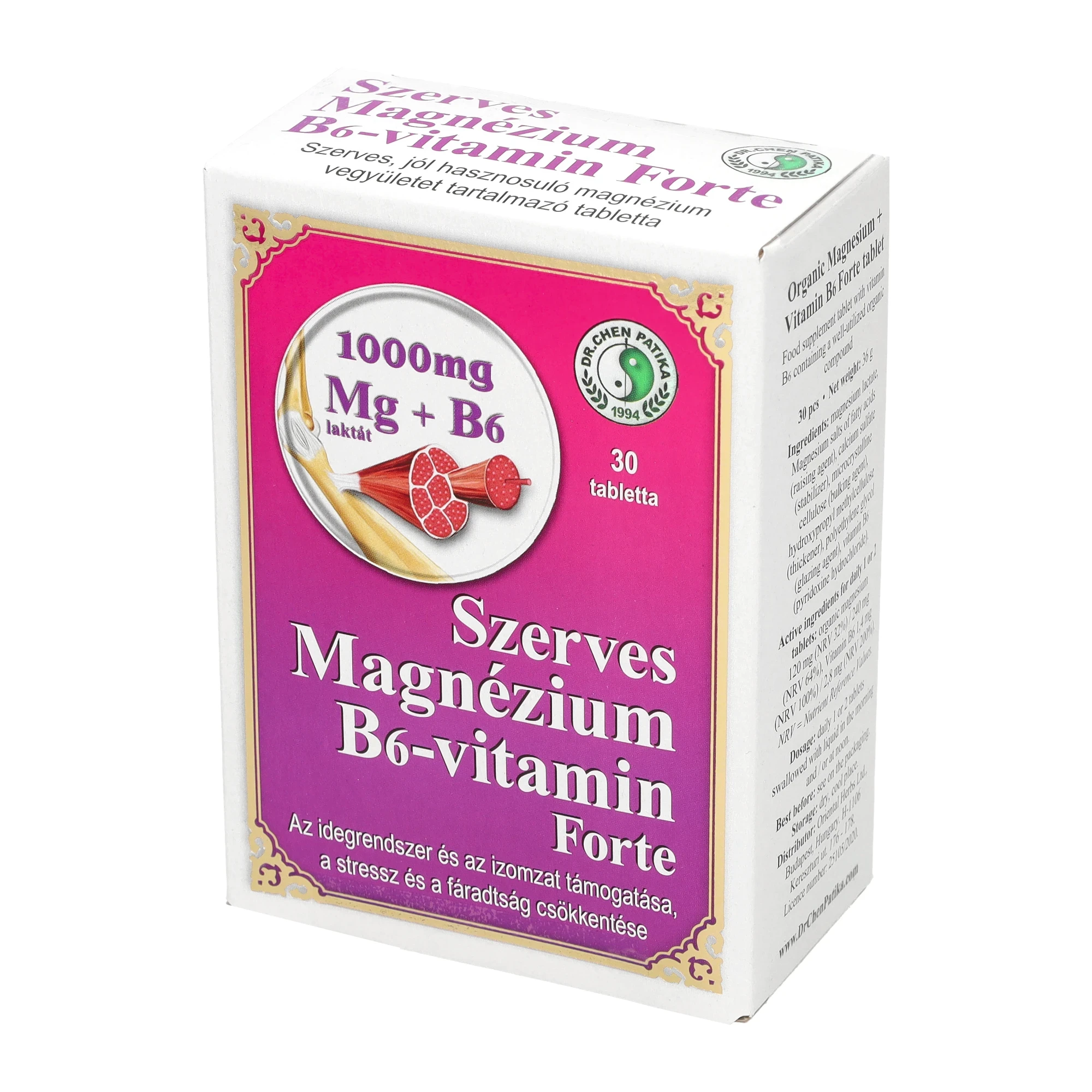 Dr. Chen Magnézium B6-vitamin Forte tabletta 30db 1000mg