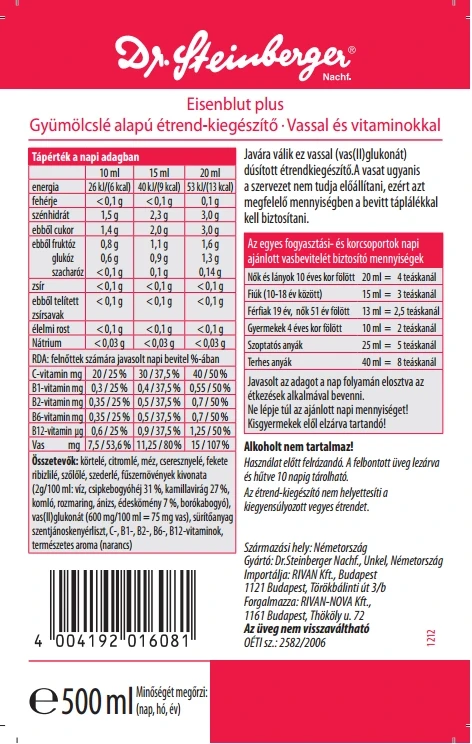 Eisenblut plus 450 ml (Dr. Steinberger)