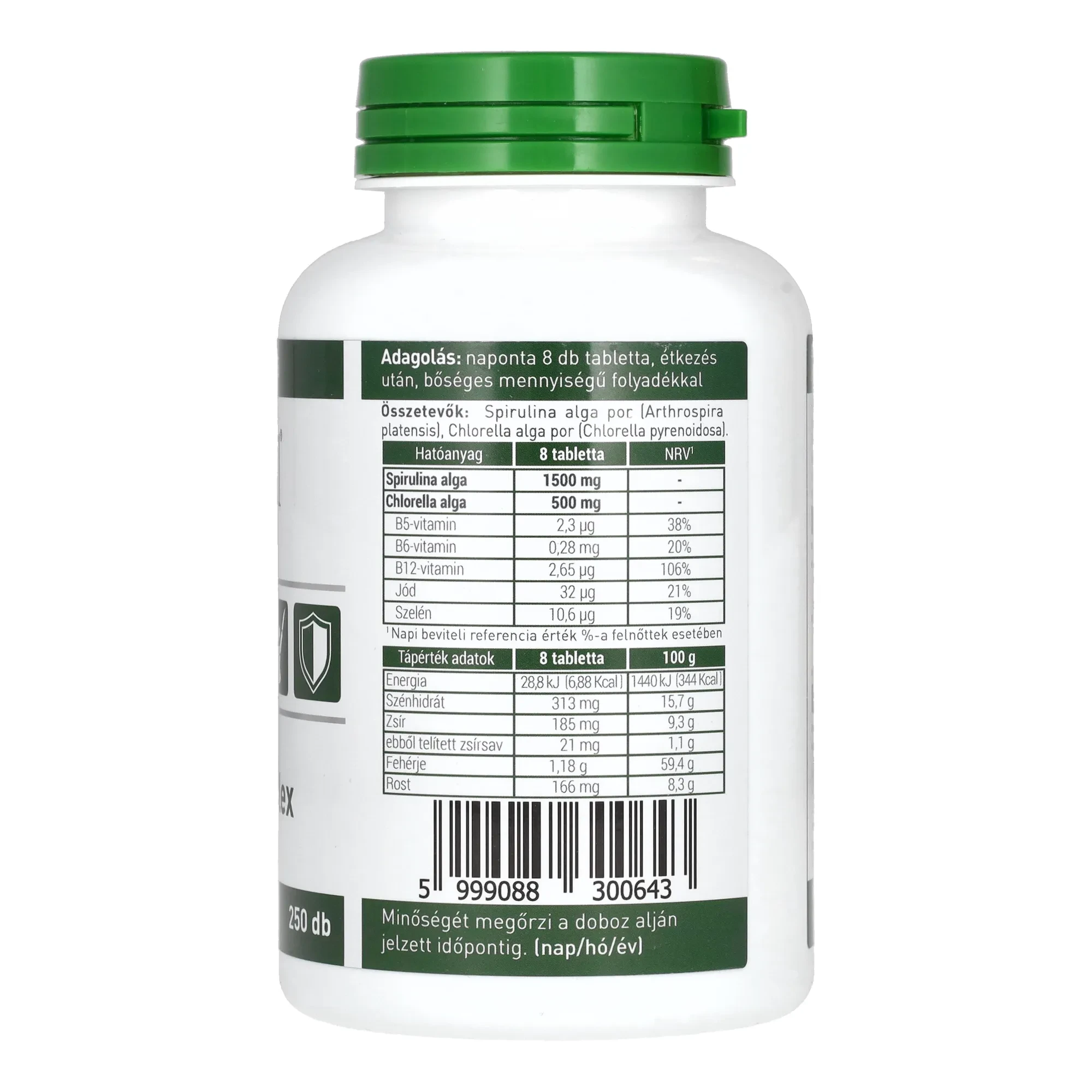 Bioheal Spirulina Komplex Chorella Algával 250 db Tabletta