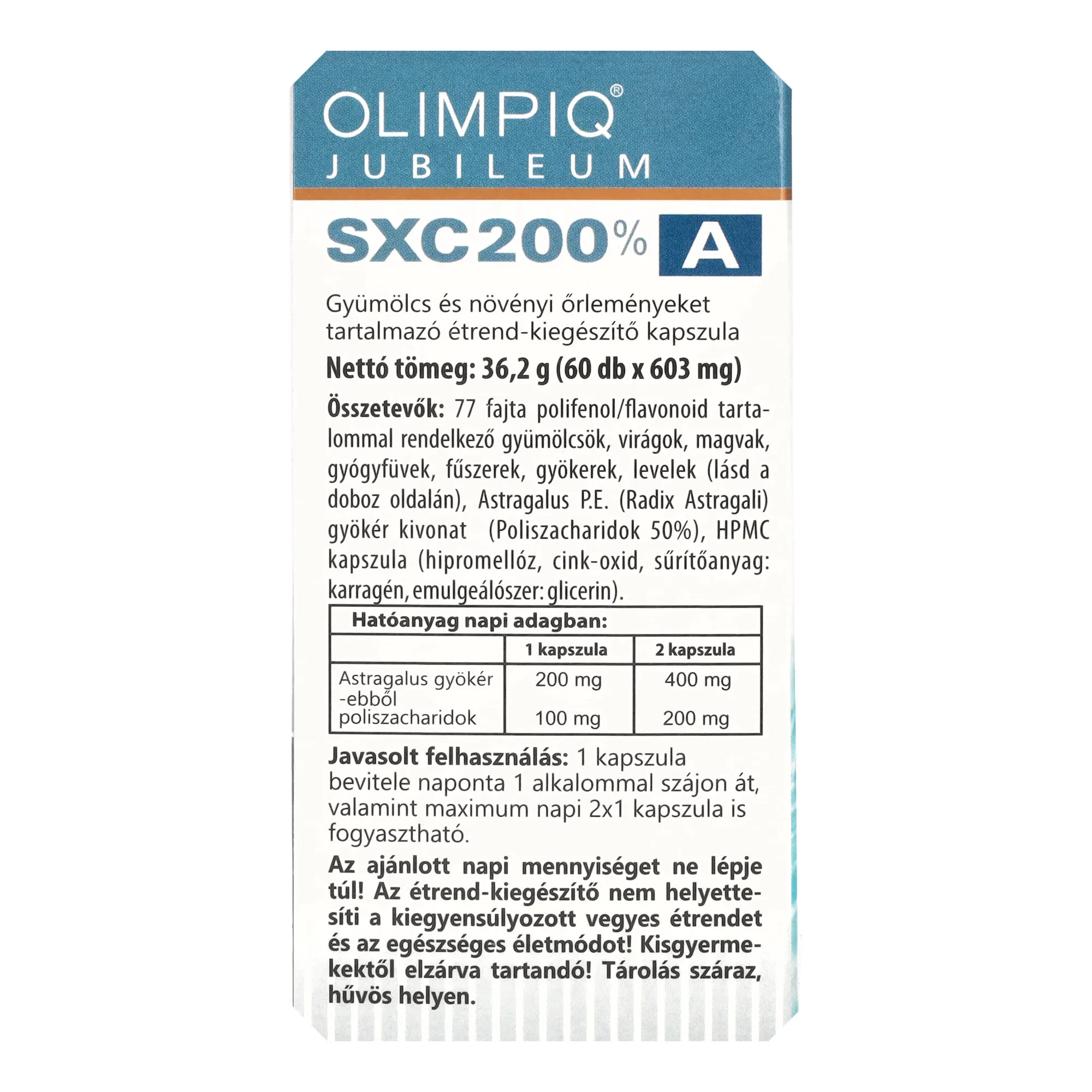 Olympiq SXC Jubileum  200 % A+ B Étrend-kiegészítő Kapszula 2x60 db