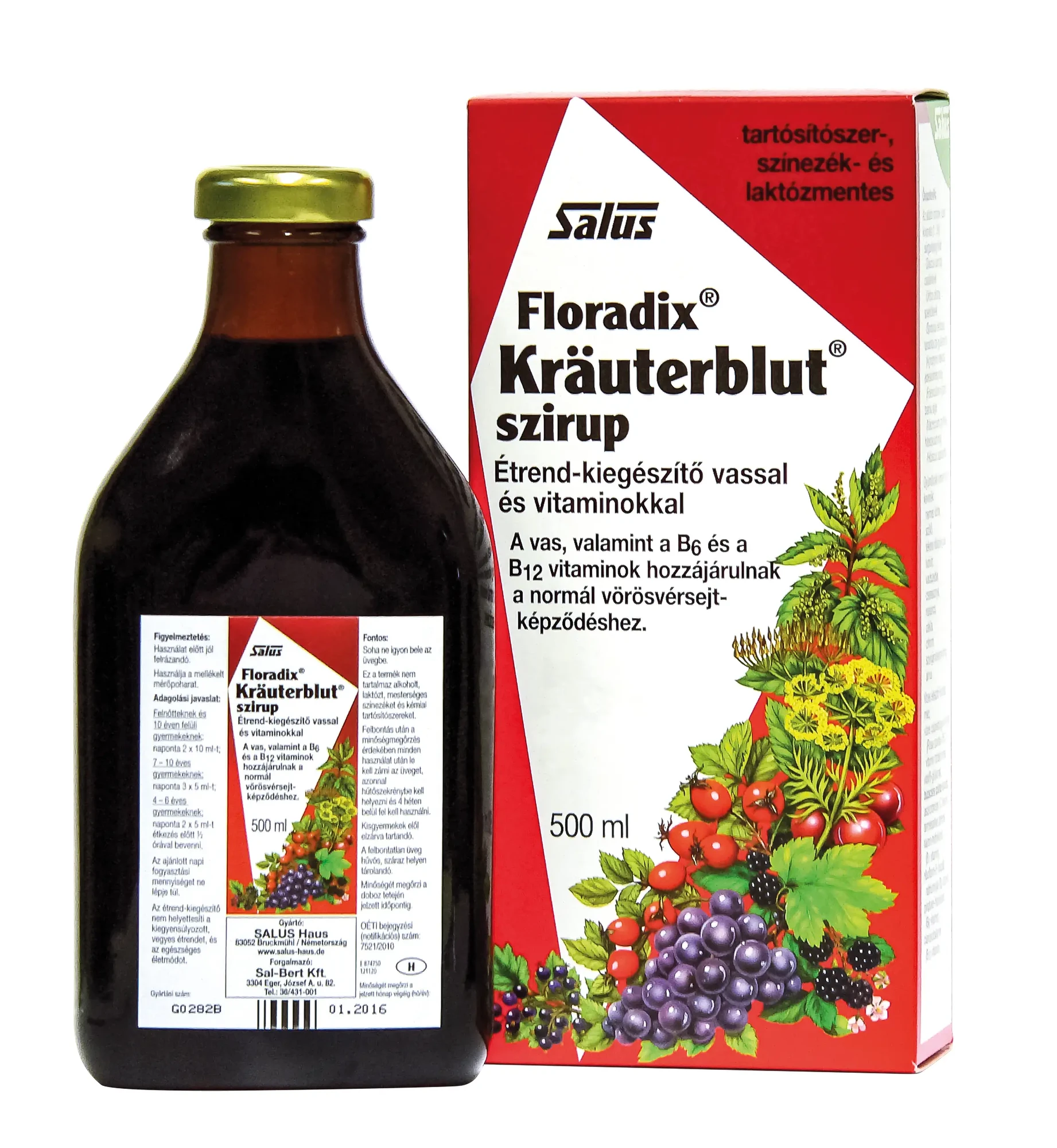 Floradix Krauterblut szirup vassal és vitaminokkal 500 ml