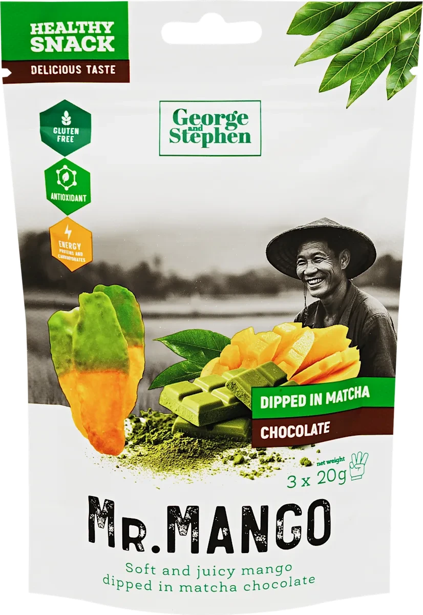 George & Stephen Mr. Mango Prémium Aszalt Mangó  Csokolédéval és Matchával 40 g
