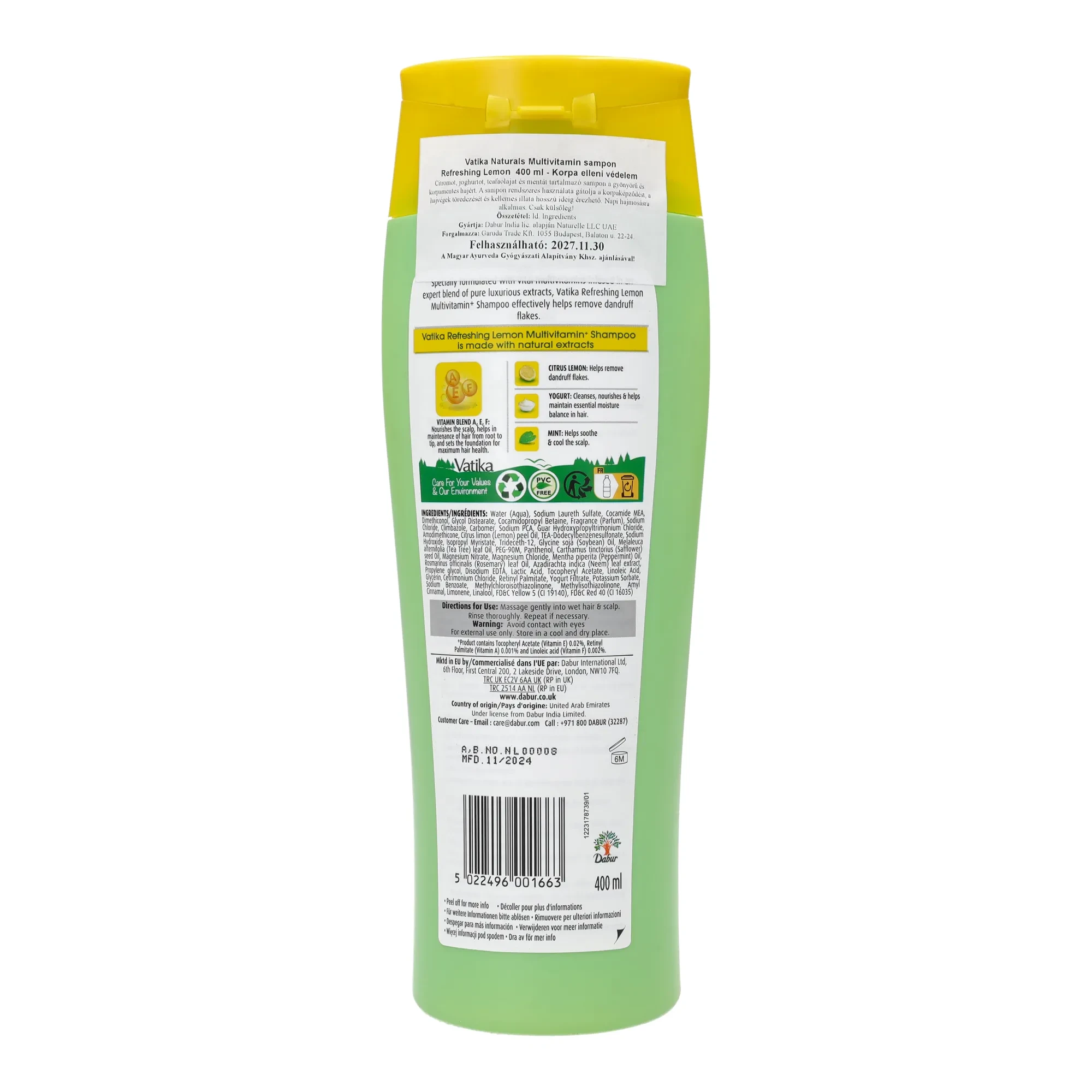Dabur Vatika Naturals Lemon Multivitamin Sampon 400 ml