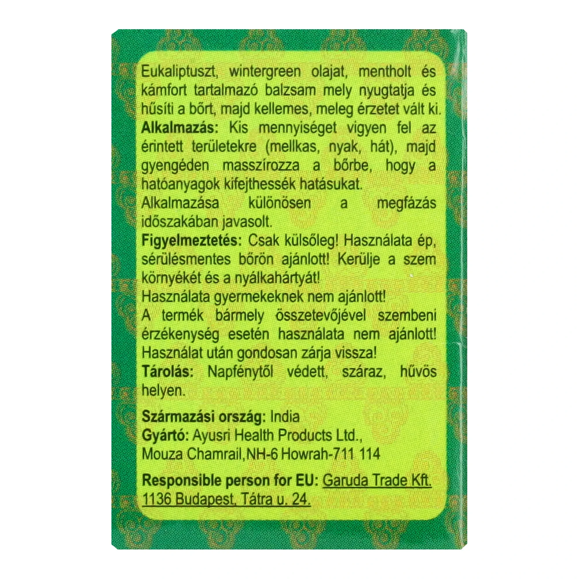 Garuda Ayurveda Eukaliptusz balzsam 9ml