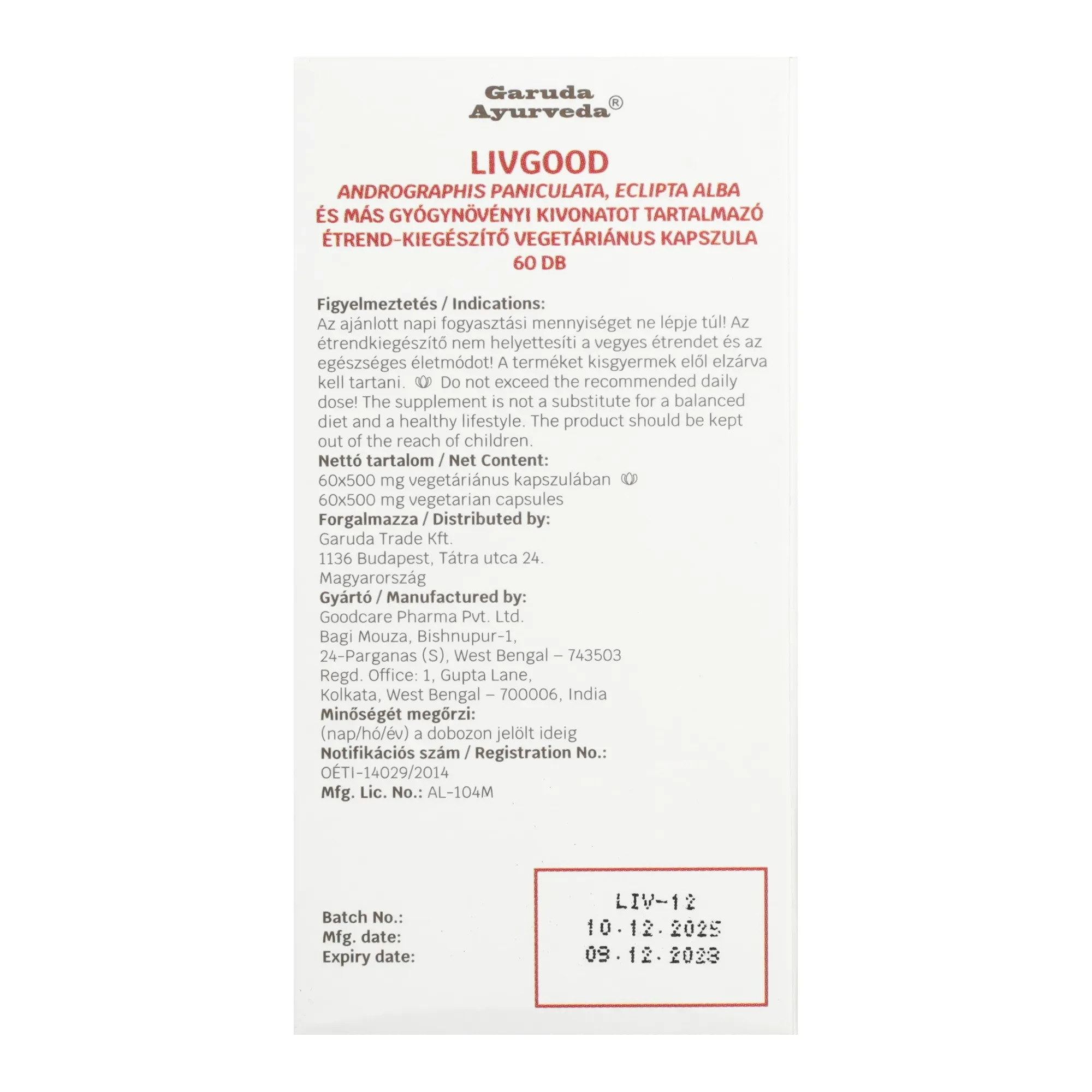 Garuda Ayurveda Livgood 60db