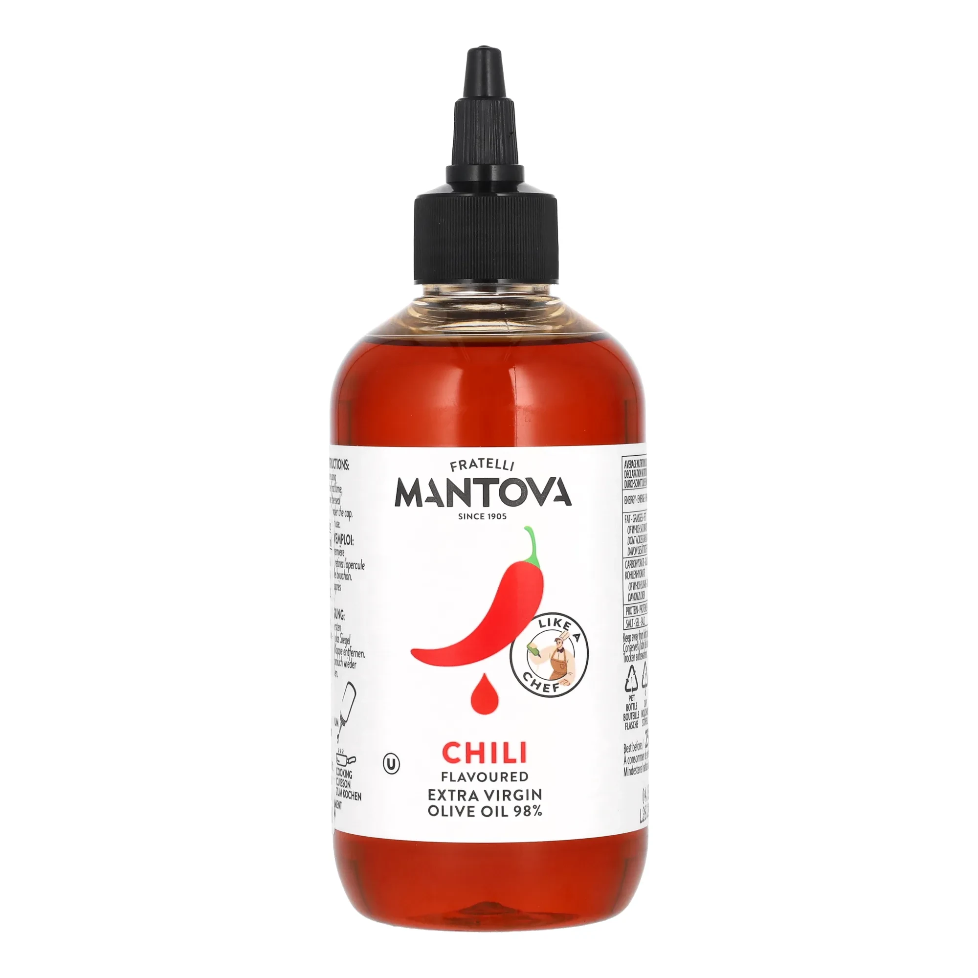 Mantova chili ízesítésű extra szűz olivaolaj csavaros adagolókupakkal 250 ml