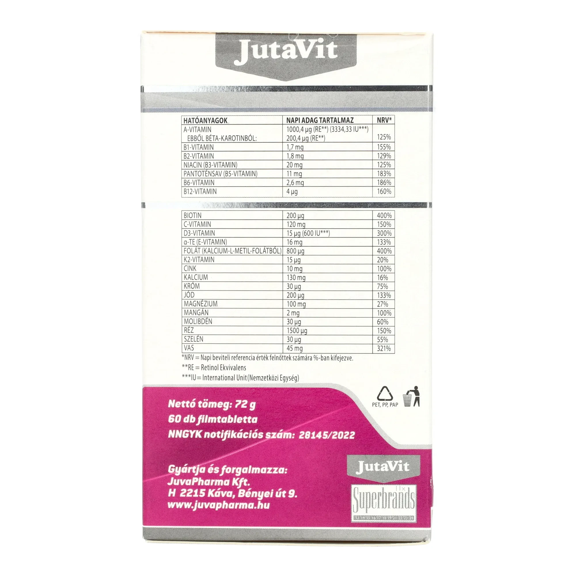 Jutavit Magzatvédő terhesvitamin 60db