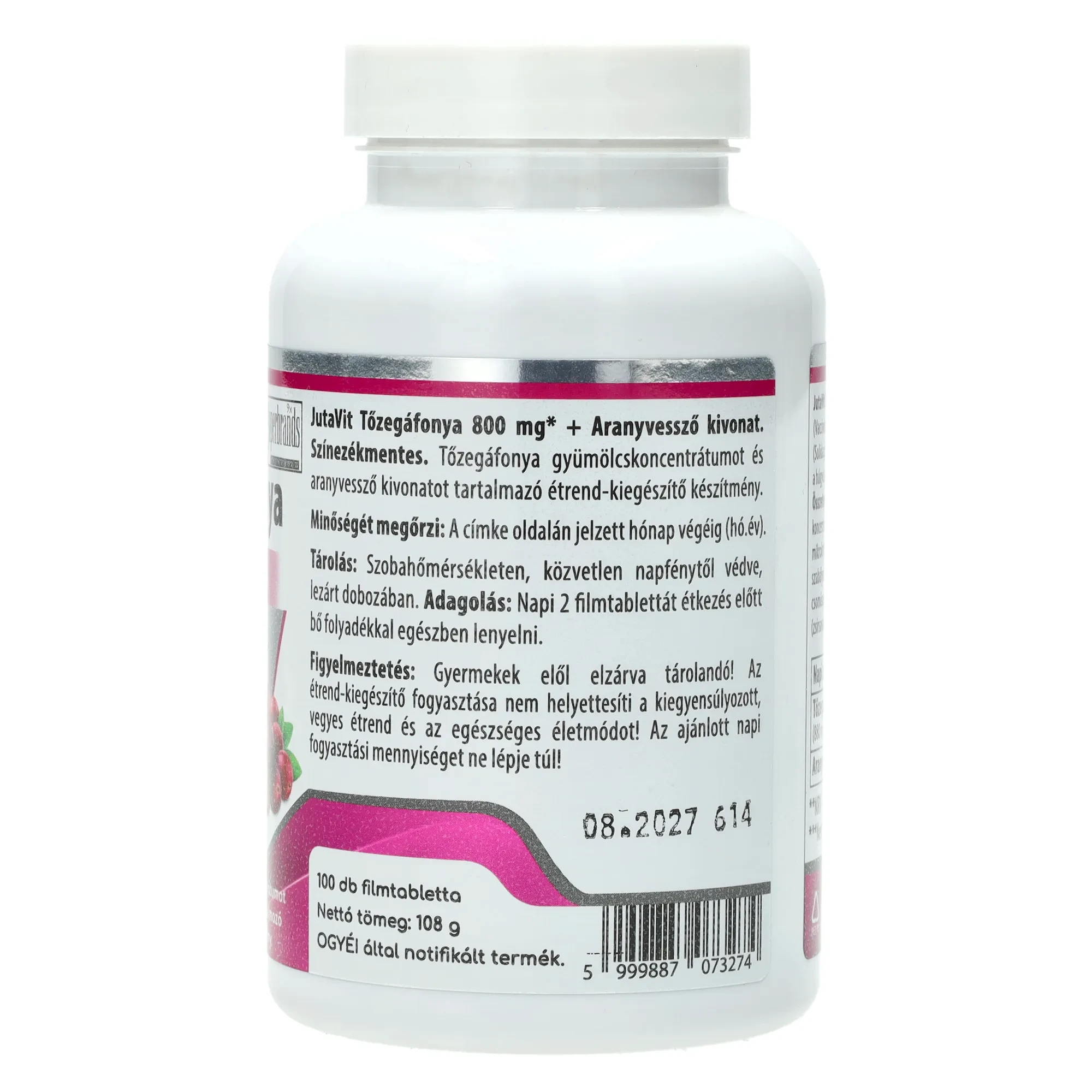 Jutavit tőzegáfonya 800mg + aranyvessző kivonat 100db