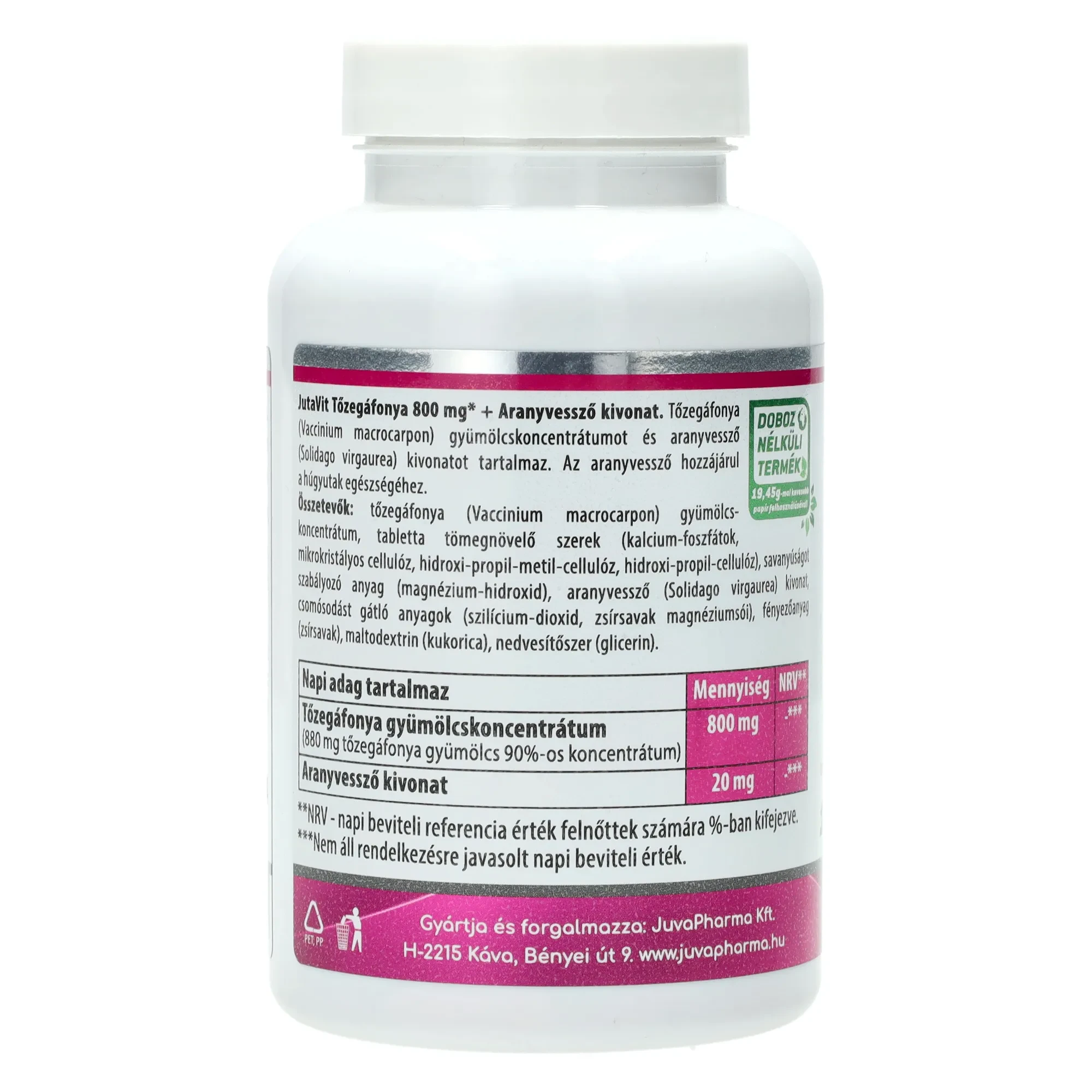 Jutavit tőzegáfonya 800mg + aranyvessző kivonat 100db