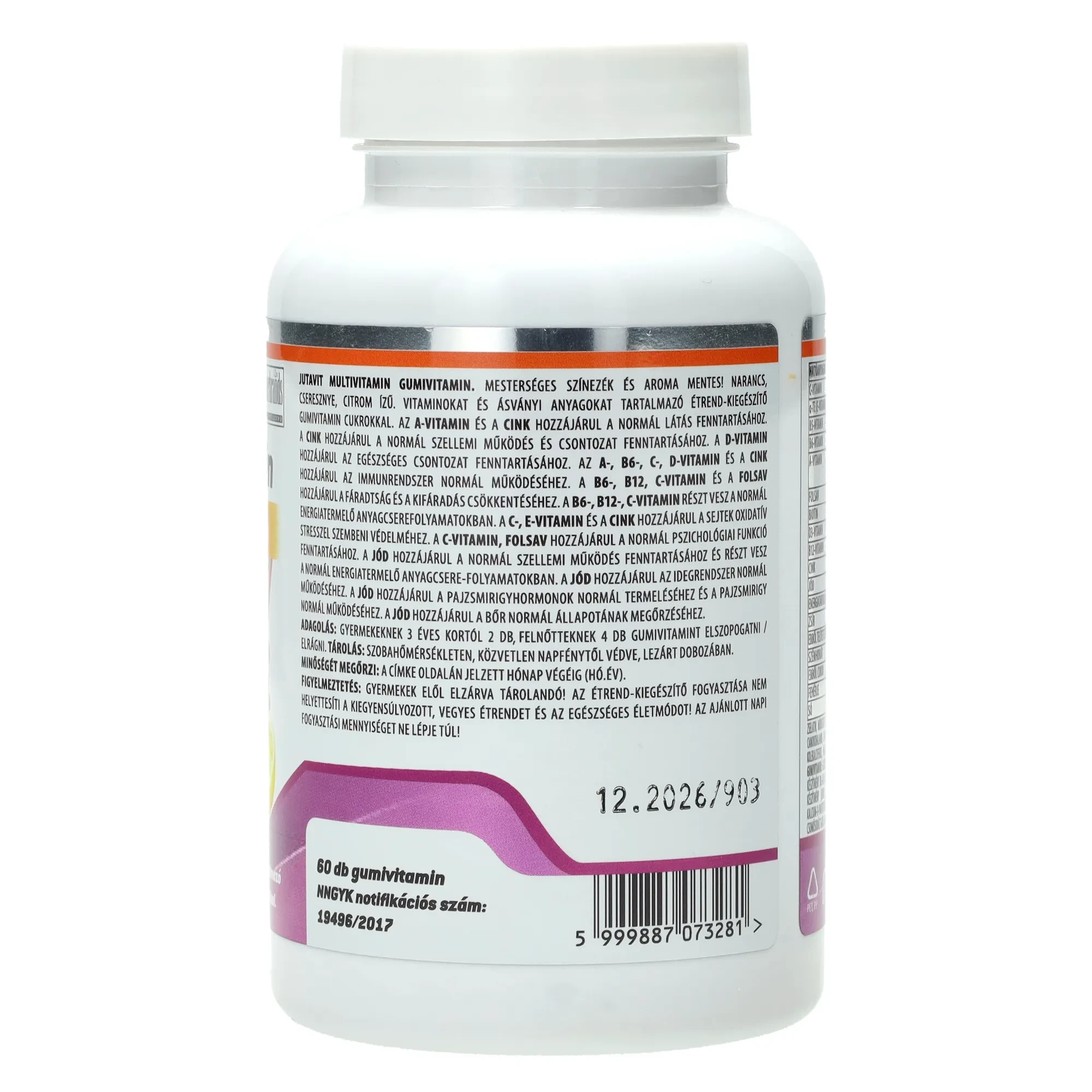 Multivitamin Gumivitamin narancs,cseresznye,citrom ízű 60 db