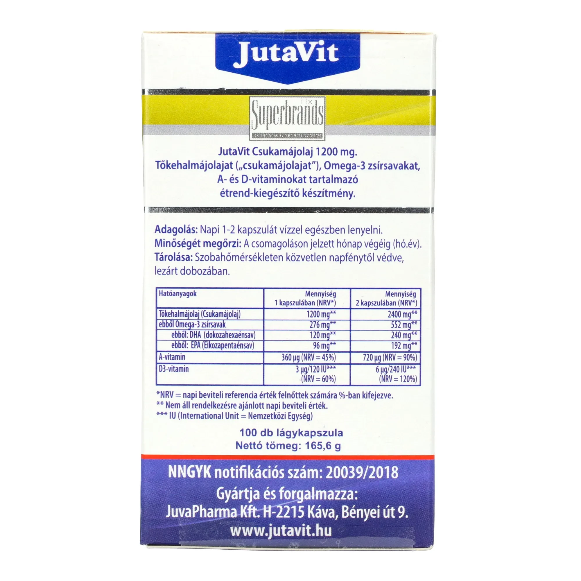 JutaVit Csukamájolaj 1200 mg 100db