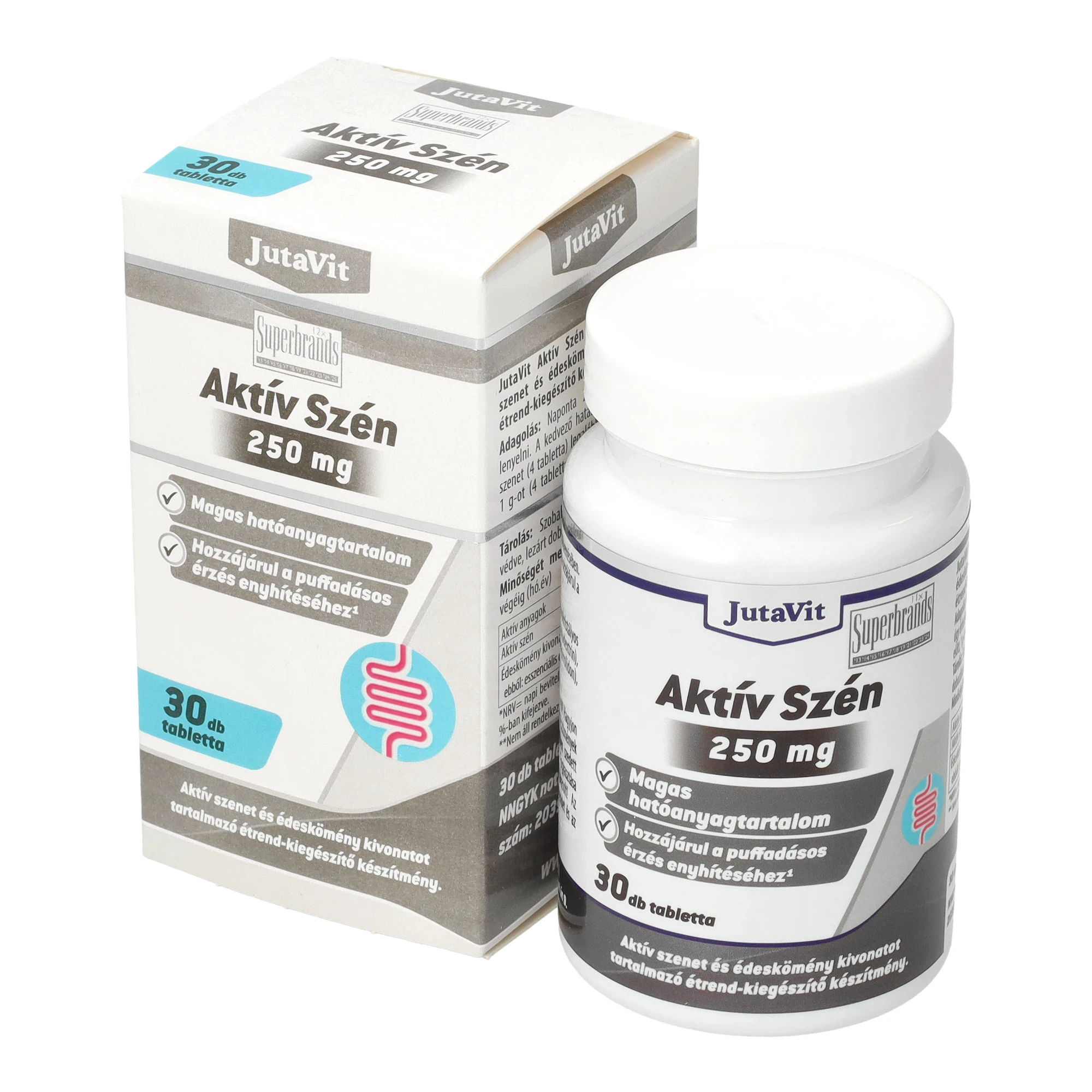 JutaVit Aktív szén tbl.30db 250 mg