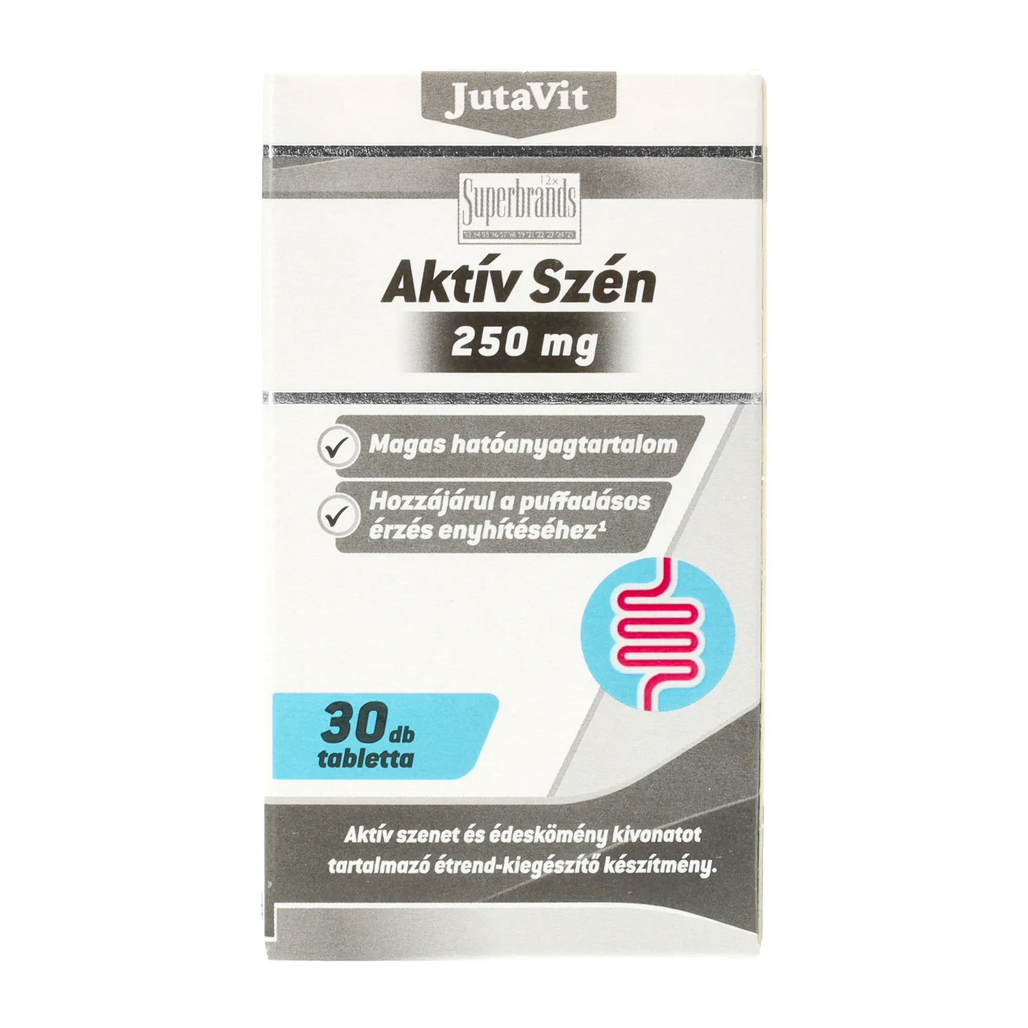 JutaVit Aktív szén tbl.30db 250 mg