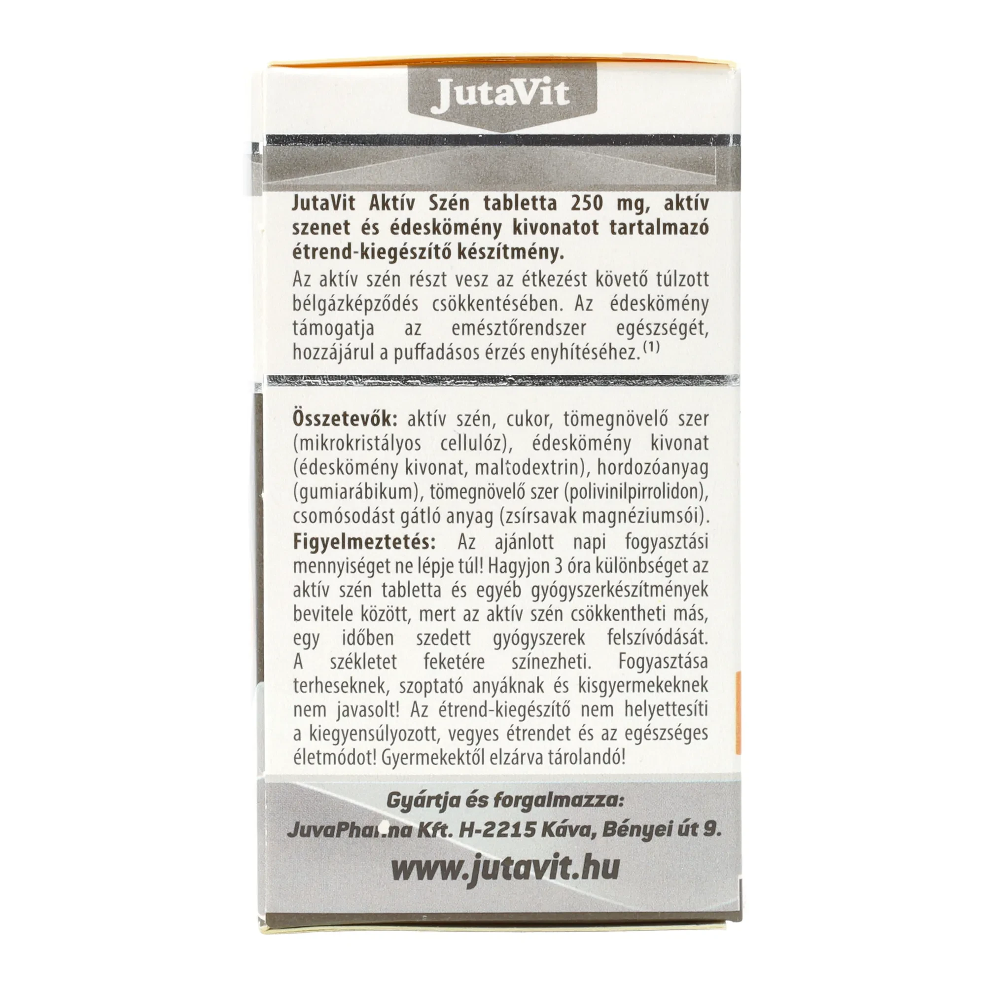 JutaVit Aktív szén tbl. 50db 250 mg