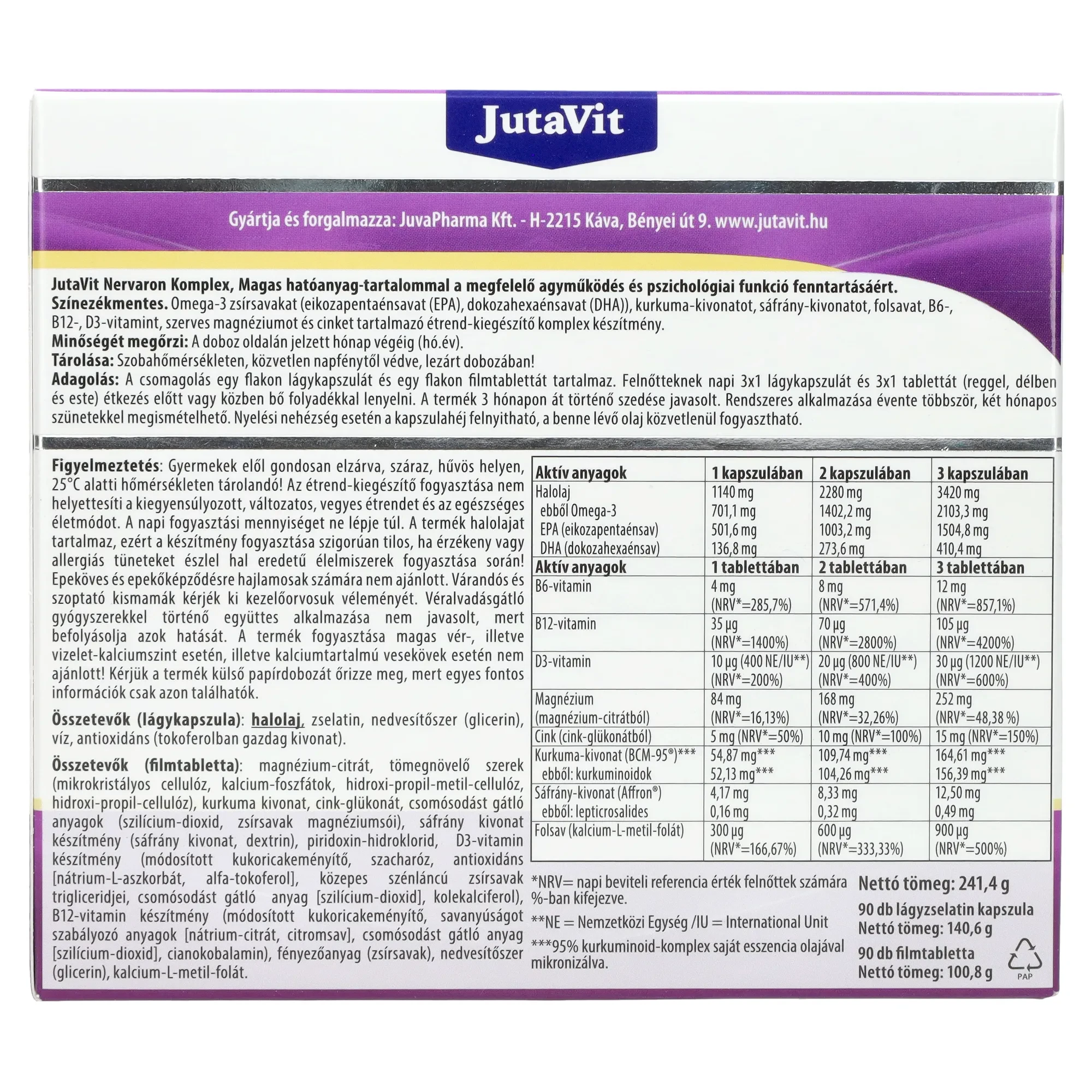 JutaVit Nervaron Komplex 90db+90db 180db