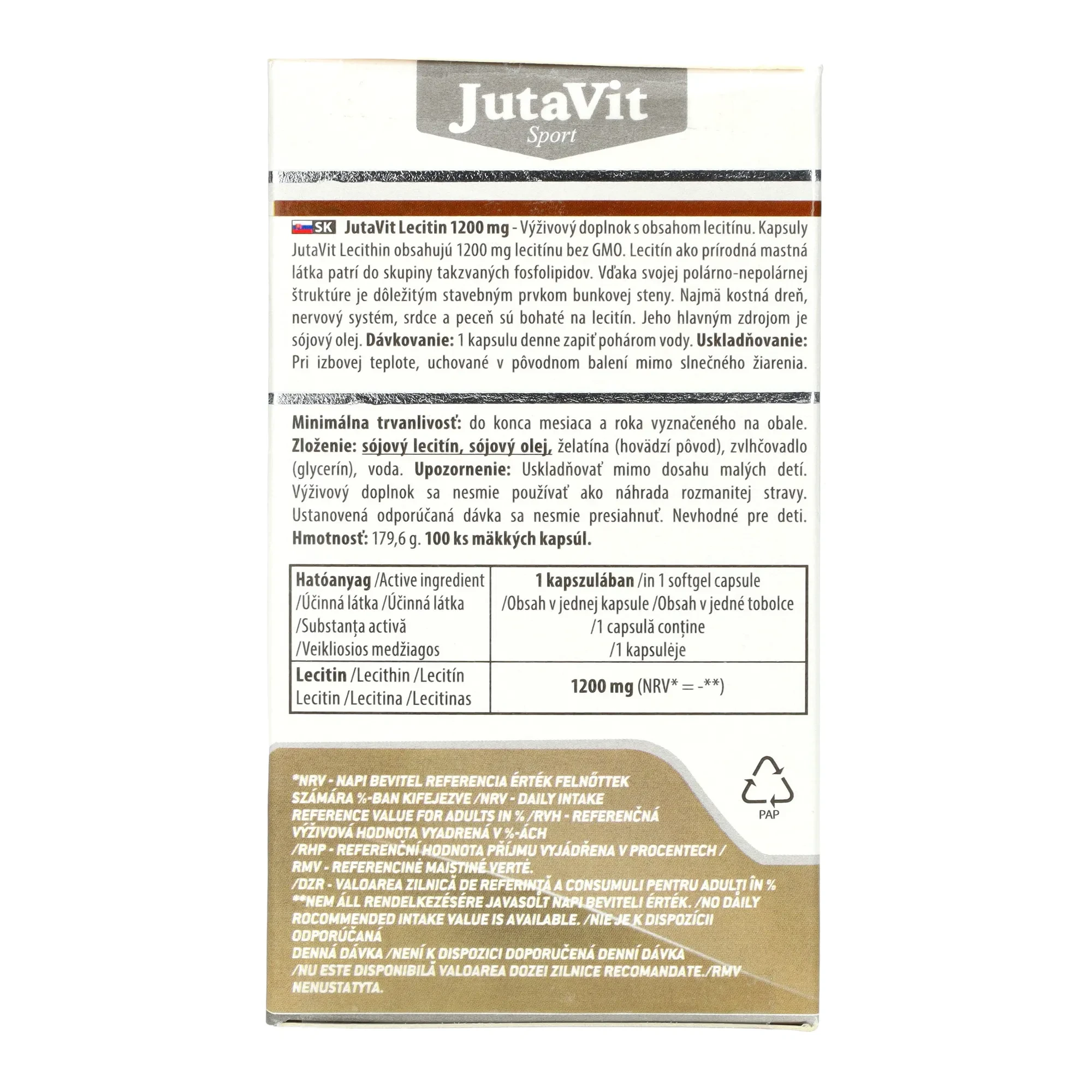 Jutavit Lecithin 1200 mg 100 db Lágykapszula