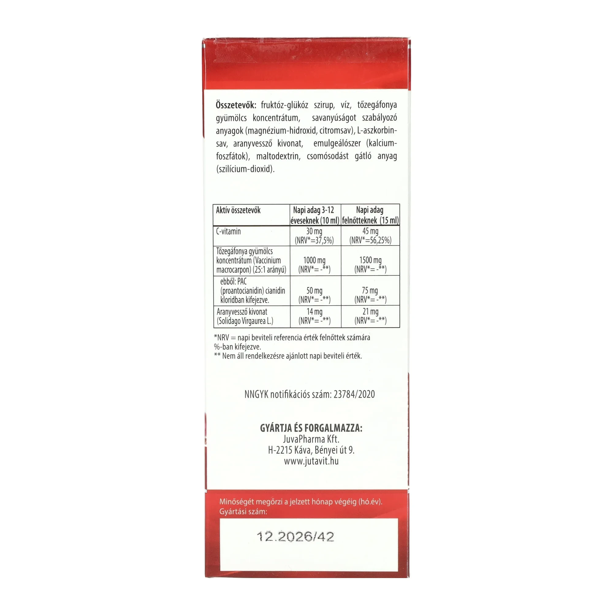 Jutavit tőzegáfonya szirup komplex 150ml