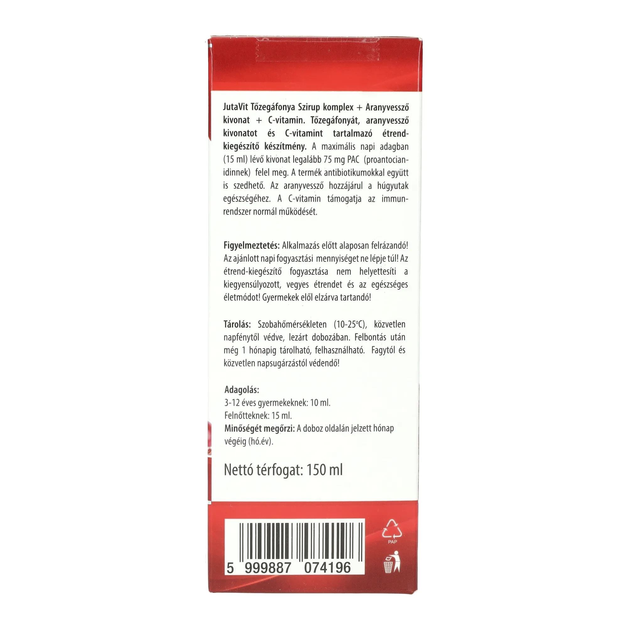 Jutavit tőzegáfonya szirup komplex 150ml