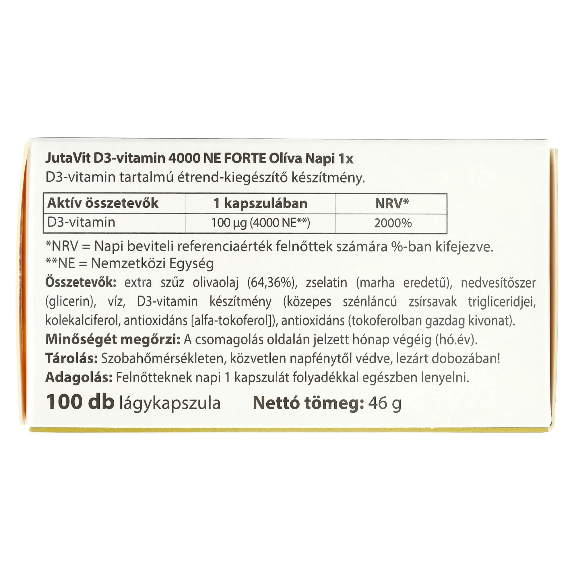 JutaVit D3-vitamin 4000NE Olíva 100db