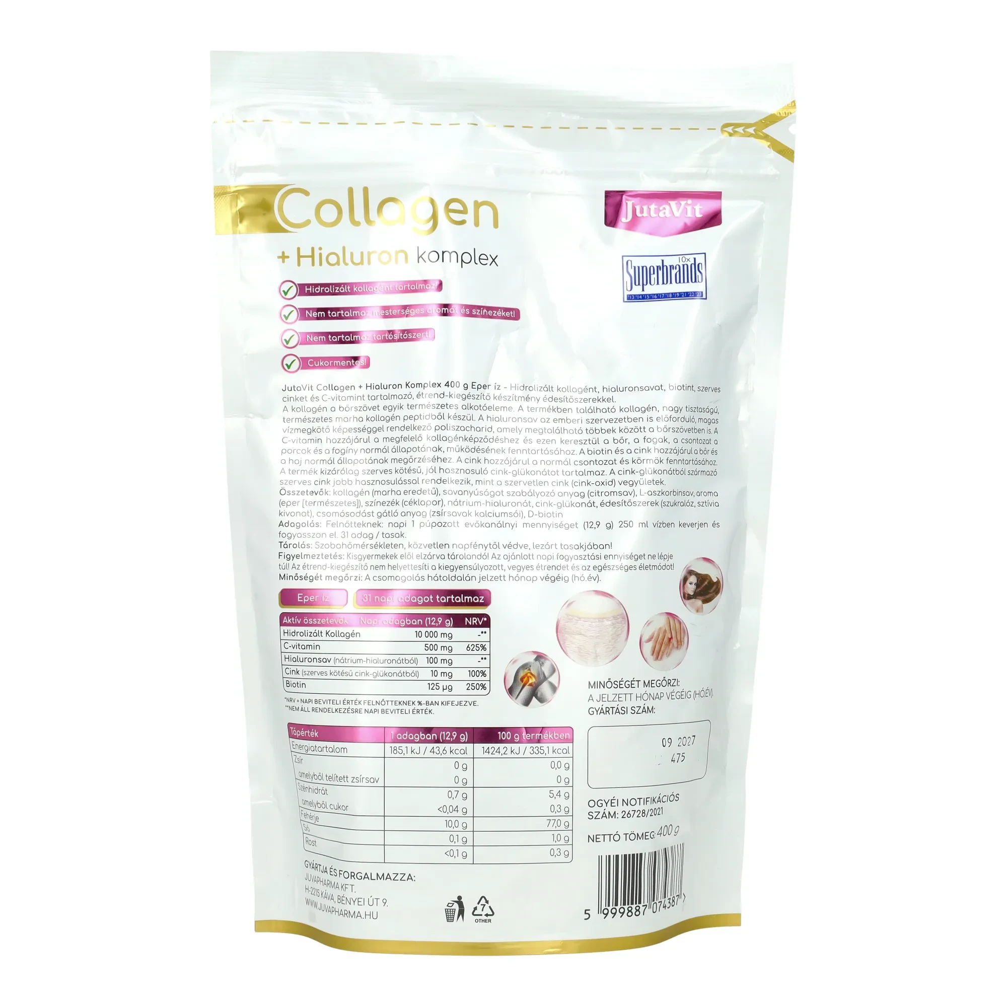JutaVit Collagen Komplex italpor 400g EPER ízben