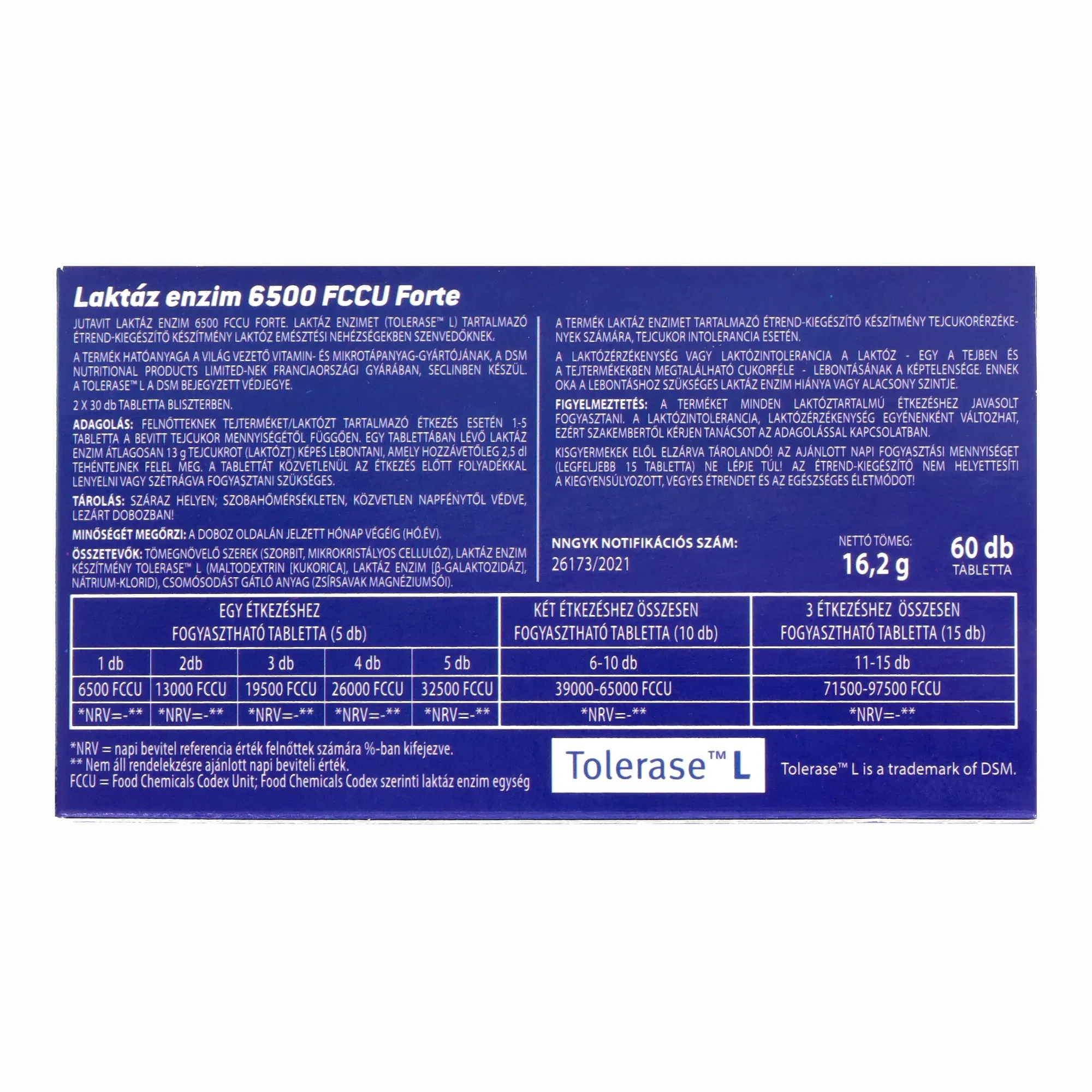 Jutavit Laktáz Enzim 6500 FCCU Forte tabletta 60db