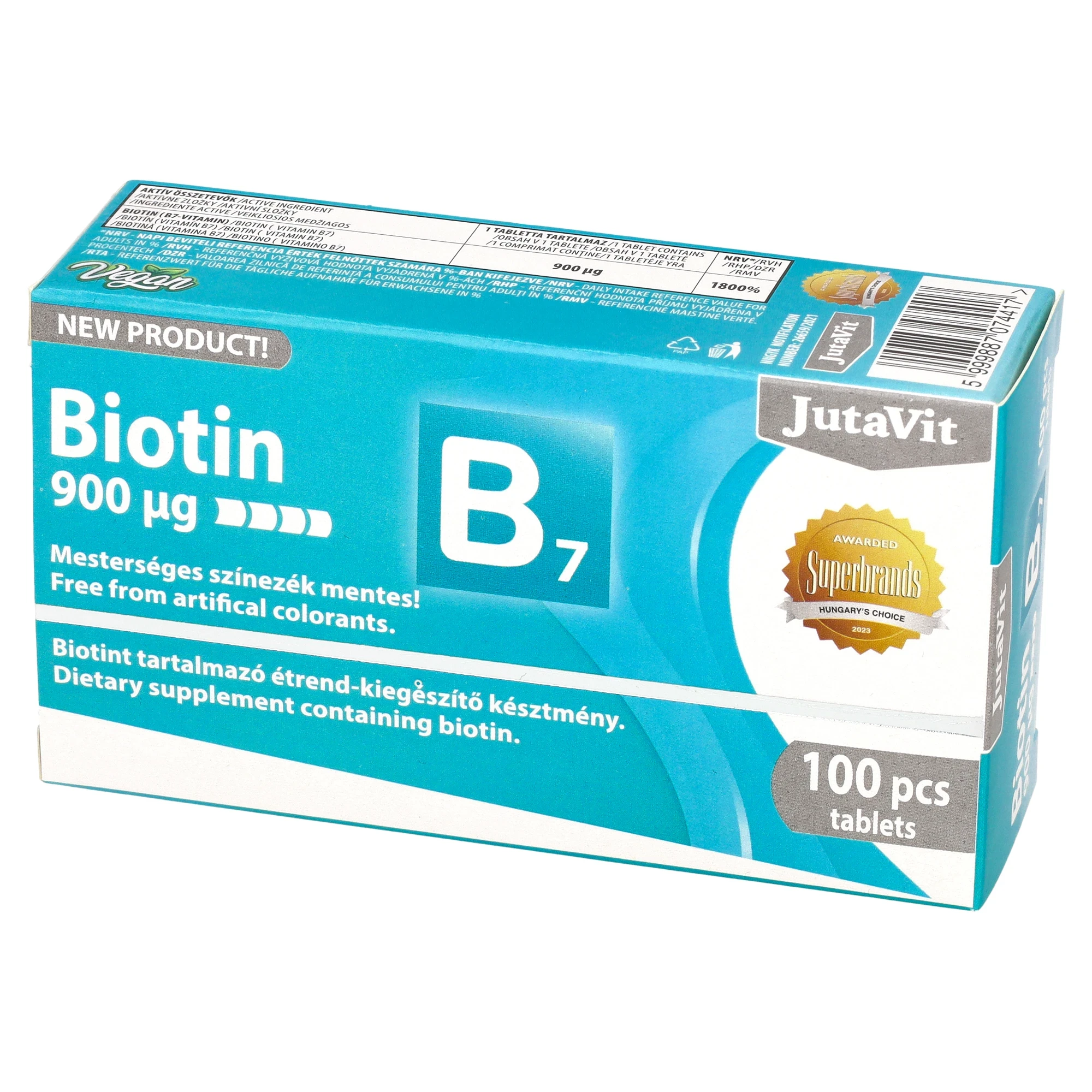 JutaVit Biotin - B7-vitamin tabletta 100db
