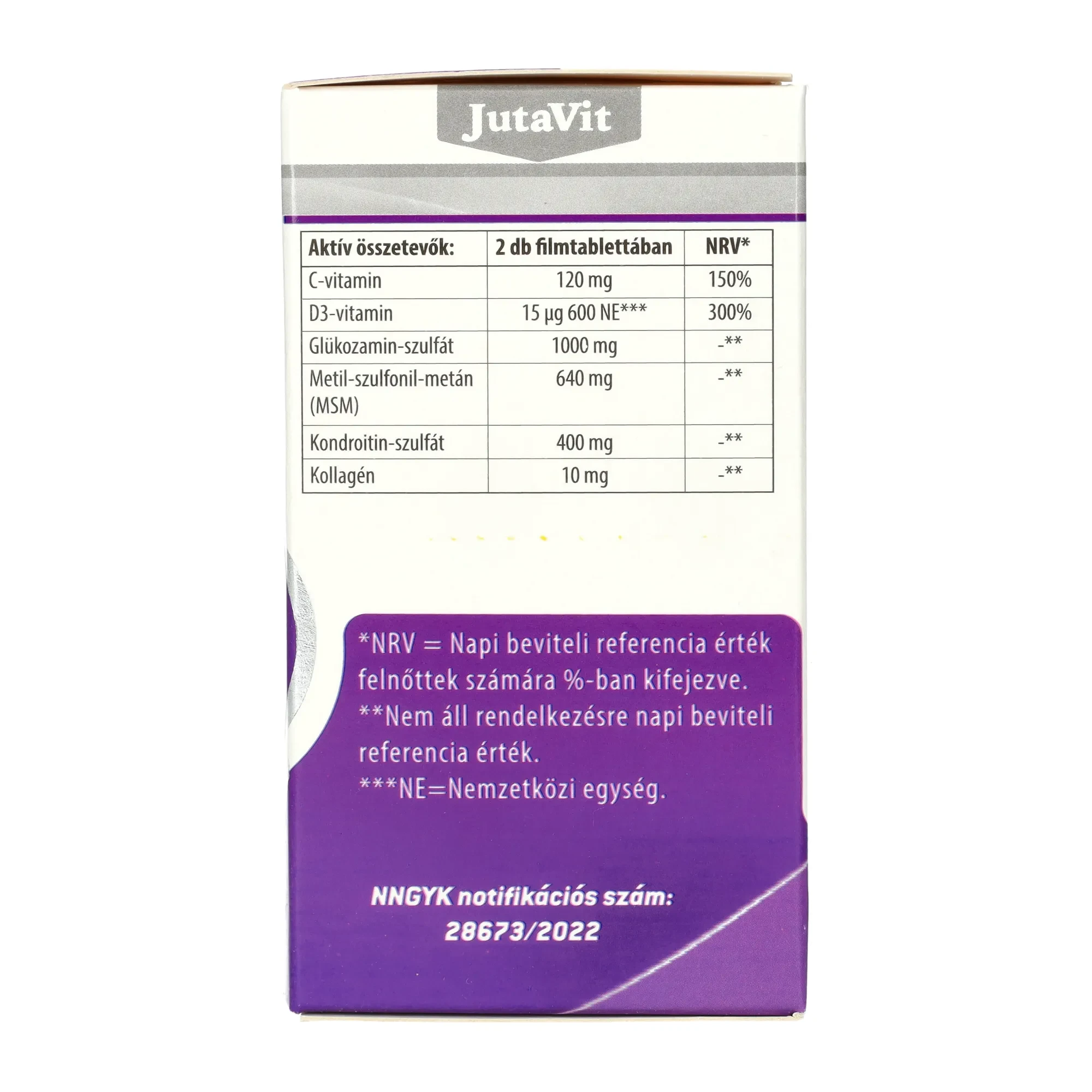 JutaVit Glükozamin+Kondroitin+MSM+Kolagén D+C vitamin tabletta 60db